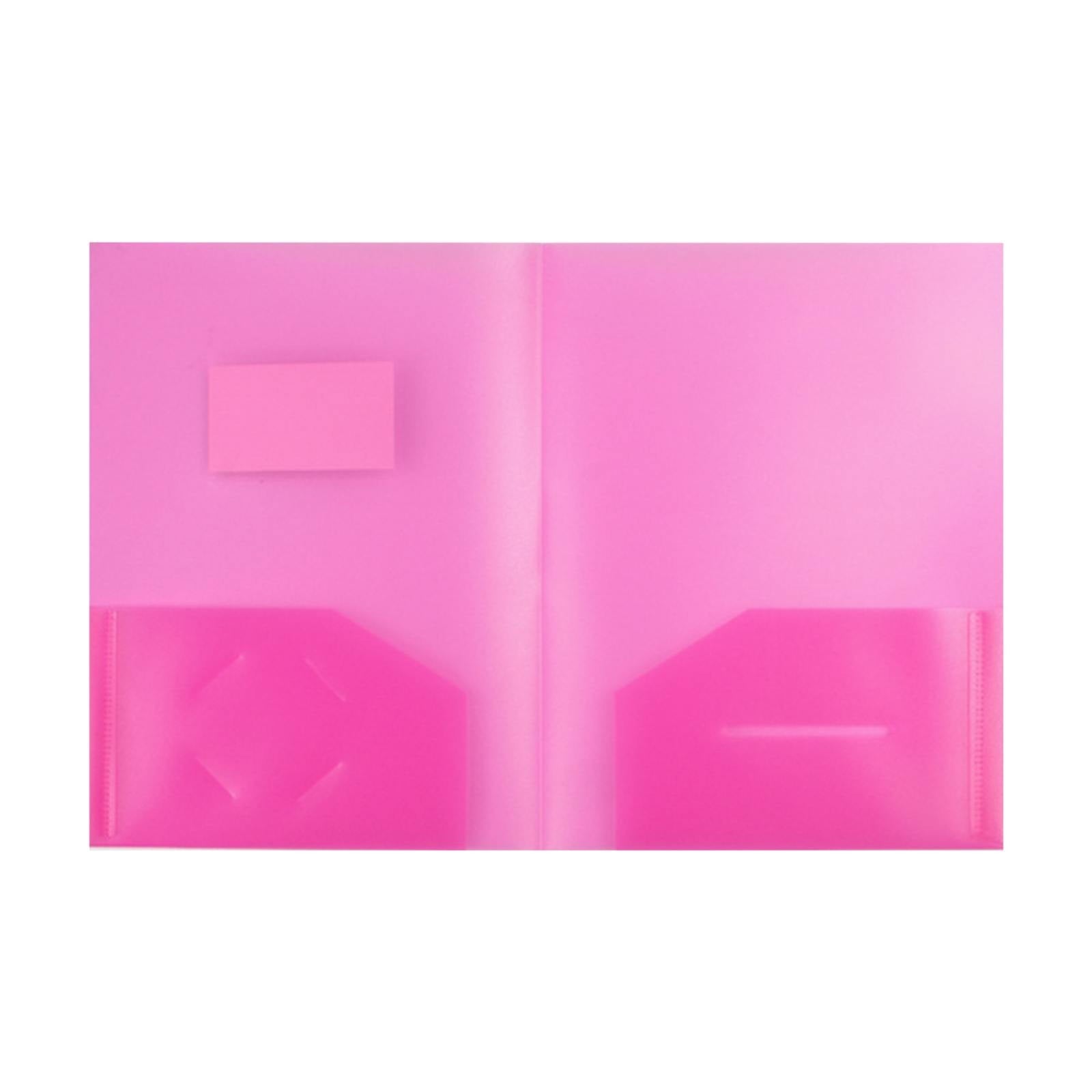 Heavy Duty Colored 2 Pocket Plastic Folders, Two Pocket Plastic Folders with Pockets for School, and Business Card Slot, Home, and Work (Black) 9.45x11.42"