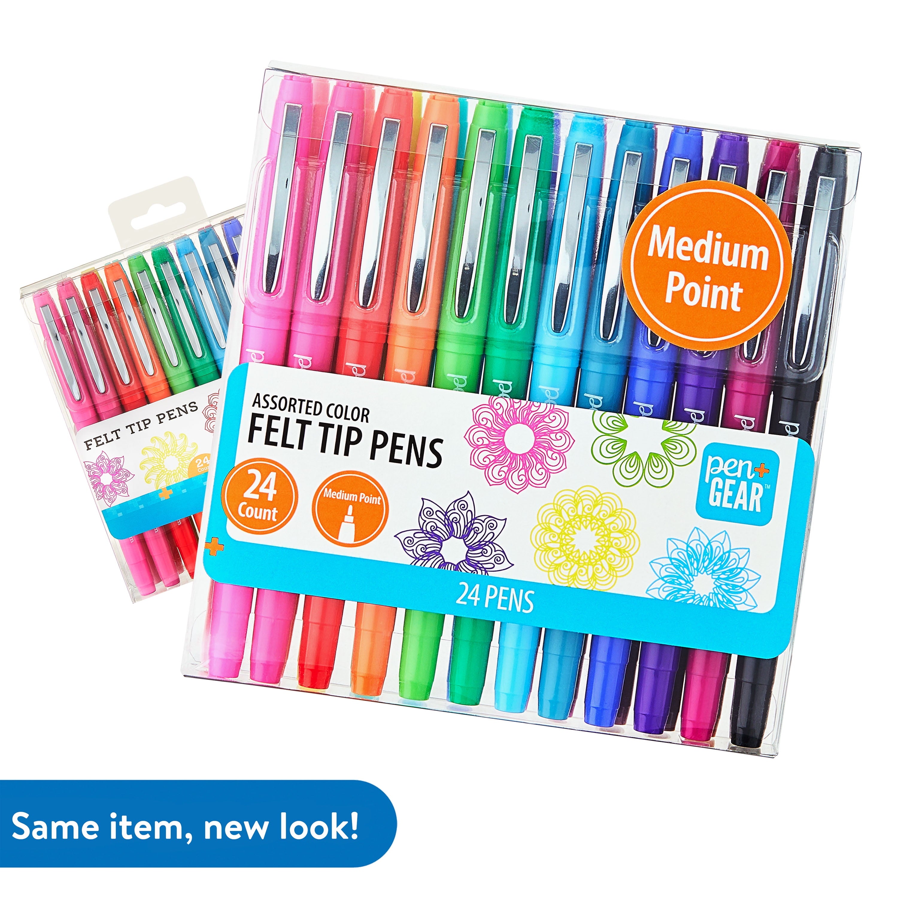 Pen+Gear Felt-Tip Markers, Medium Tip, Pens, Assorted Colors, 24 Count