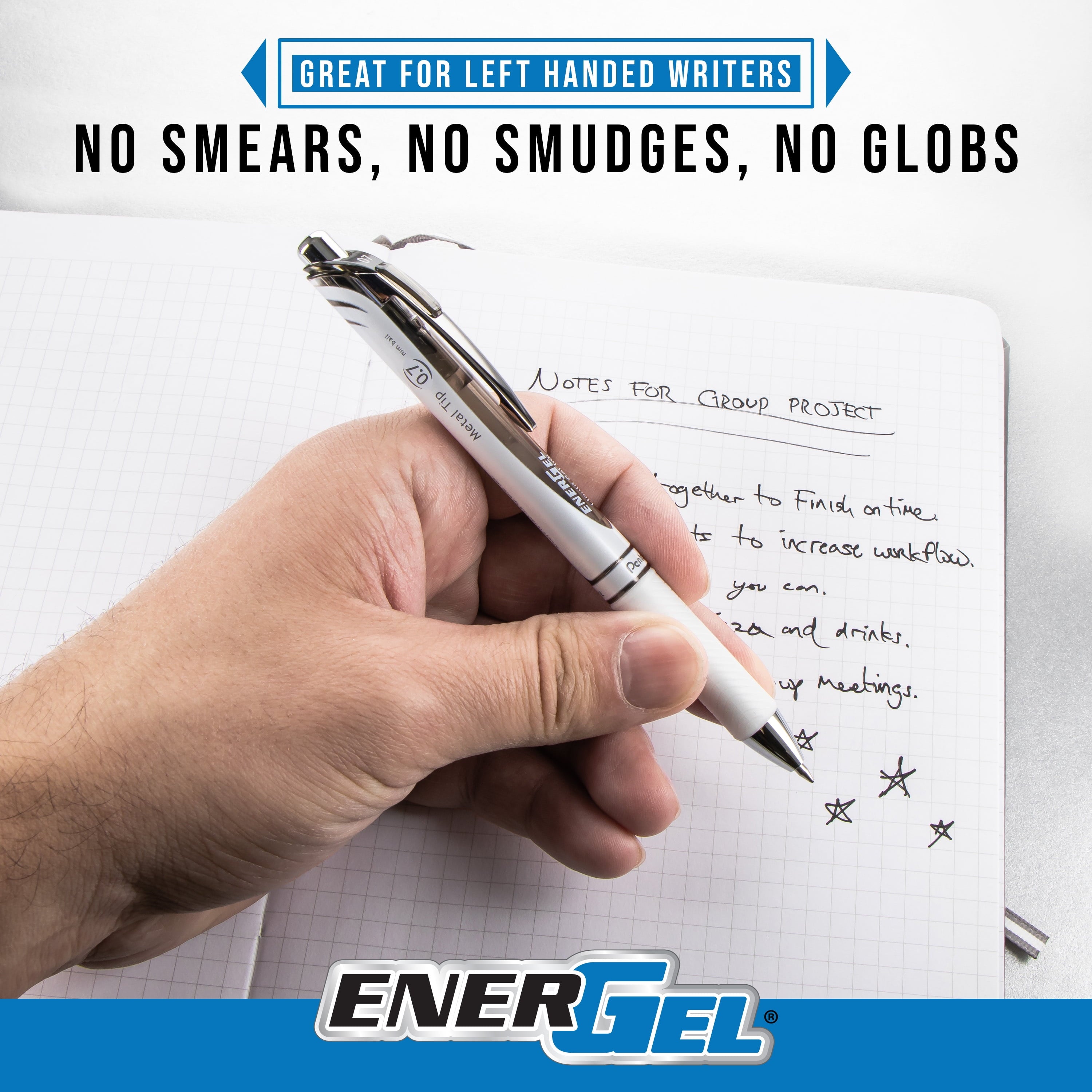 Pentel EnerGel RTX Retractable Liquid Gel Pen, Medium Line, Metal Tip, Assorted Ink, 8-Pack (BL77BP8M)