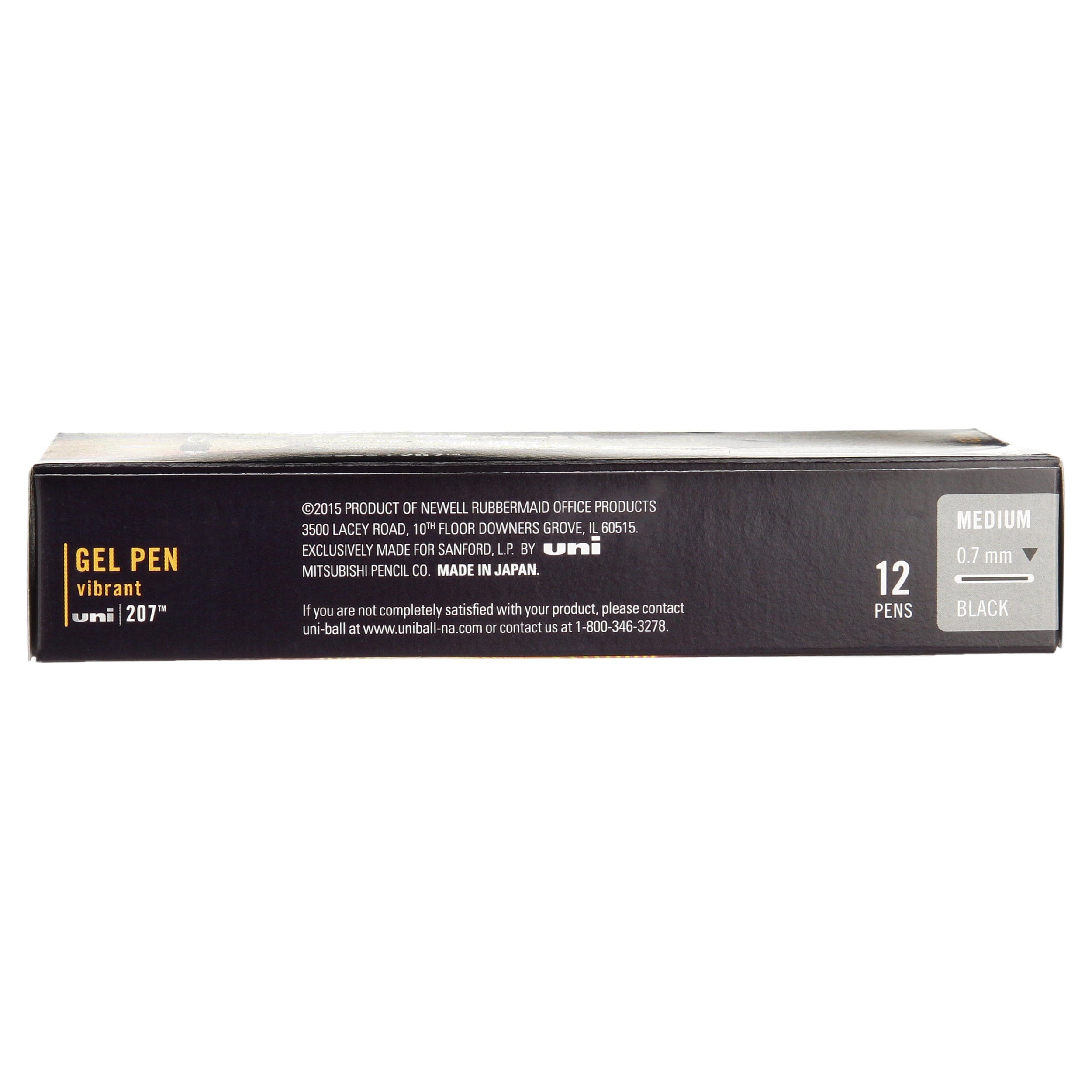 uni-ball 207 Retractable Gel Pens, Medium Point, Black, Box of 12