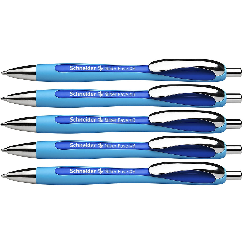Schneider Slider Rave XB Retractable Ballpoint Pen Extra Bold Point Blue Ink 5/Box (PSY132503)