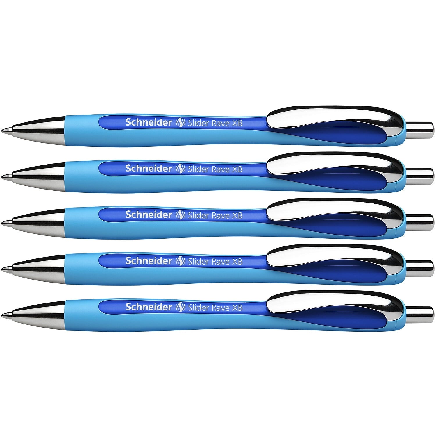 Schneider Slider Rave XB Retractable Ballpoint Pen Extra Bold Point Blue Ink 5/Box (PSY132503)