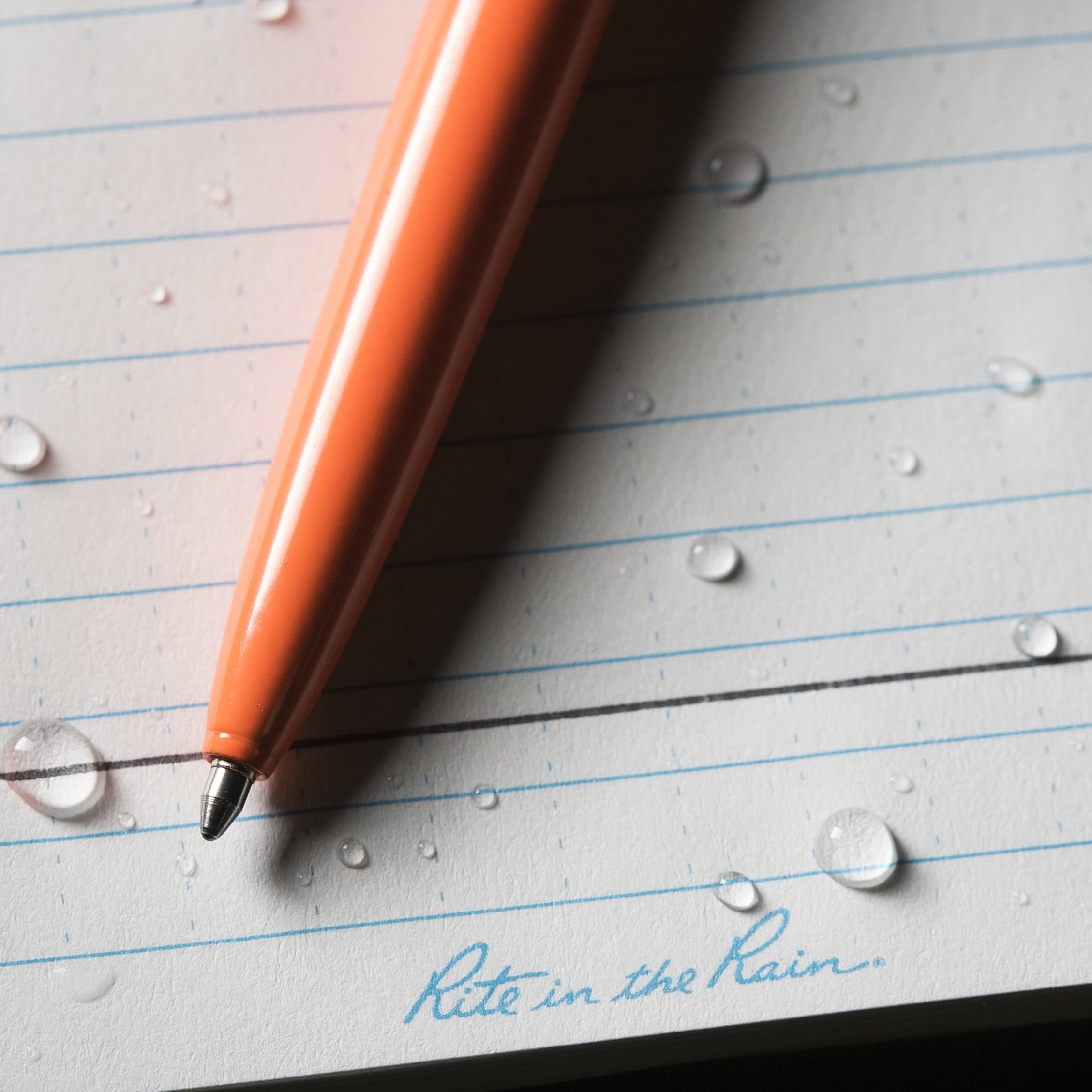 Rite in the Rain Weatherproof Orange Metal Retractable Ballpoint Pen - Black Ink (No. OR97)