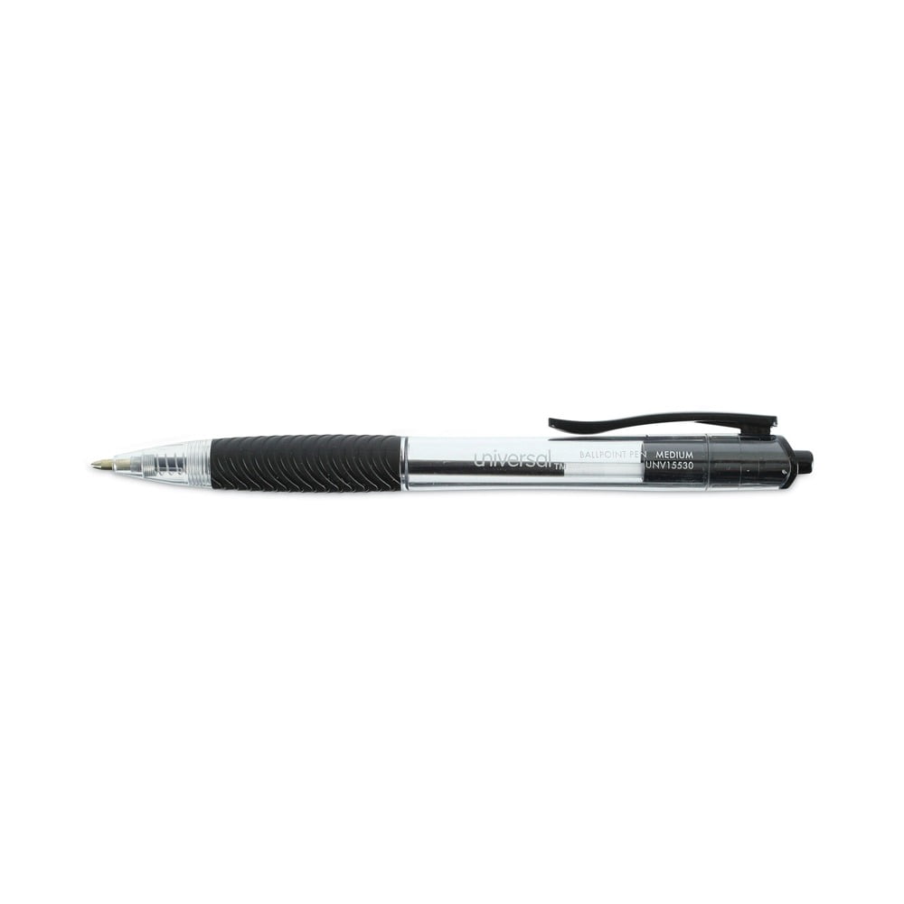 Universal UNV15530 1 mm Comfort Grip Retractable Ballpoint Pens - Medium, Black (1 Dozen)