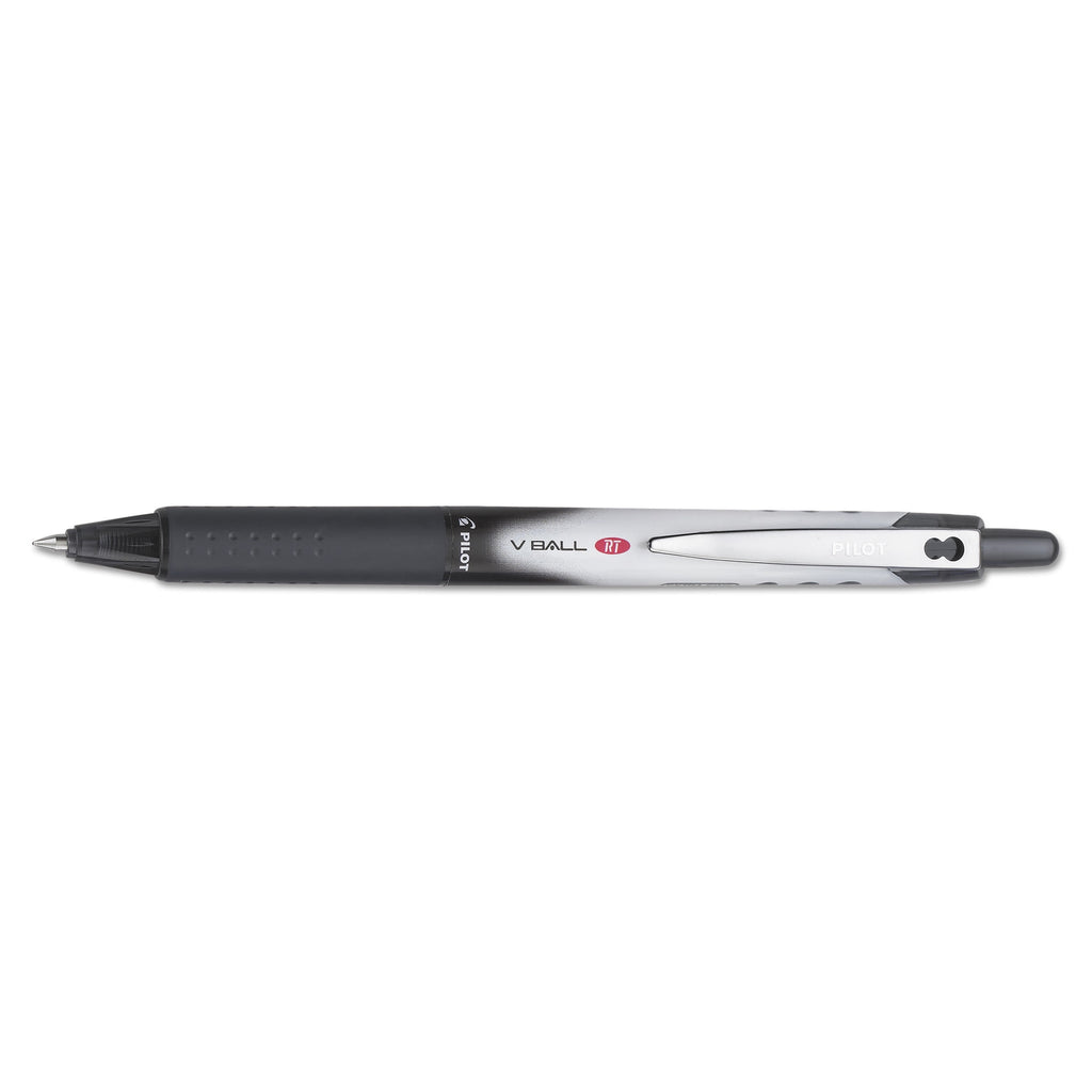 Vball Rt Liquid Ink Roller Ball Pen, Retractable, Extra-Fine 0.5 Mm, Black Ink, Black/White Barrel