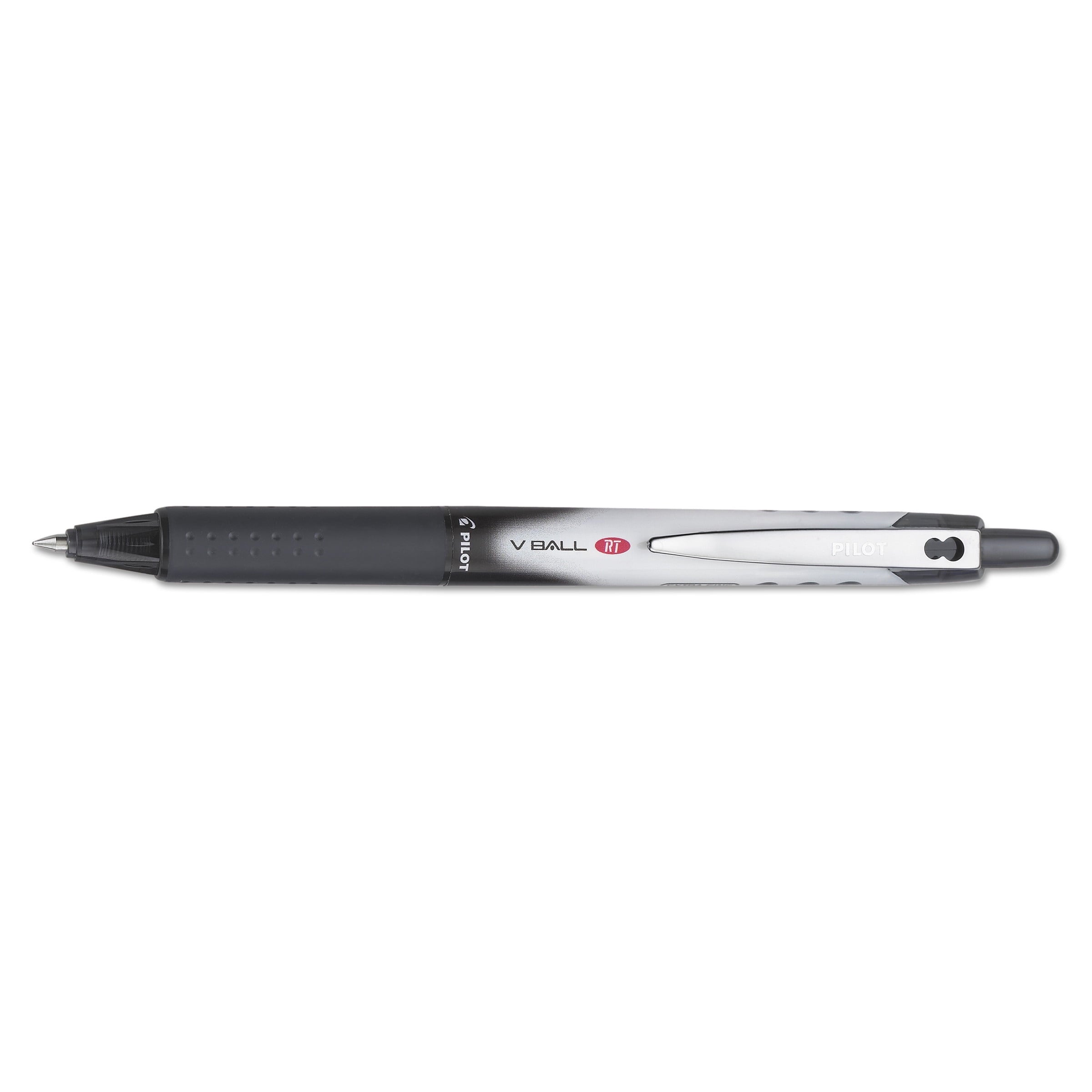 Vball Rt Liquid Ink Roller Ball Pen, Retractable, Extra-Fine 0.5 Mm, Black Ink, Black/White Barrel