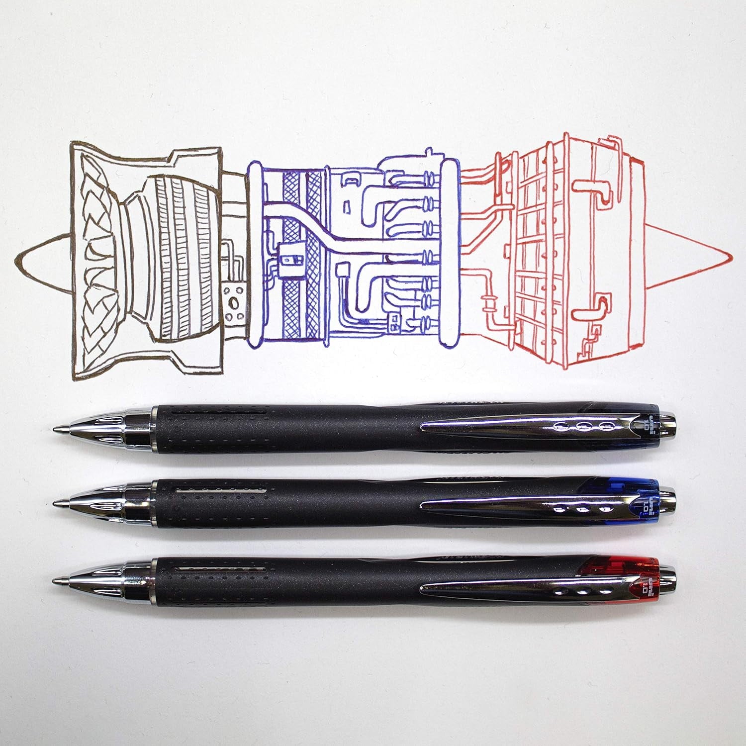 Uni-Ball SXN-210 Jetstream RT Retractable Rollerball Pen Black Ink - Pack of 12