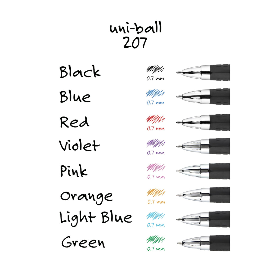 Uniball 207 Retractable Gel Pens, Medium Point (0.7mm), Red Ink, 12 Count