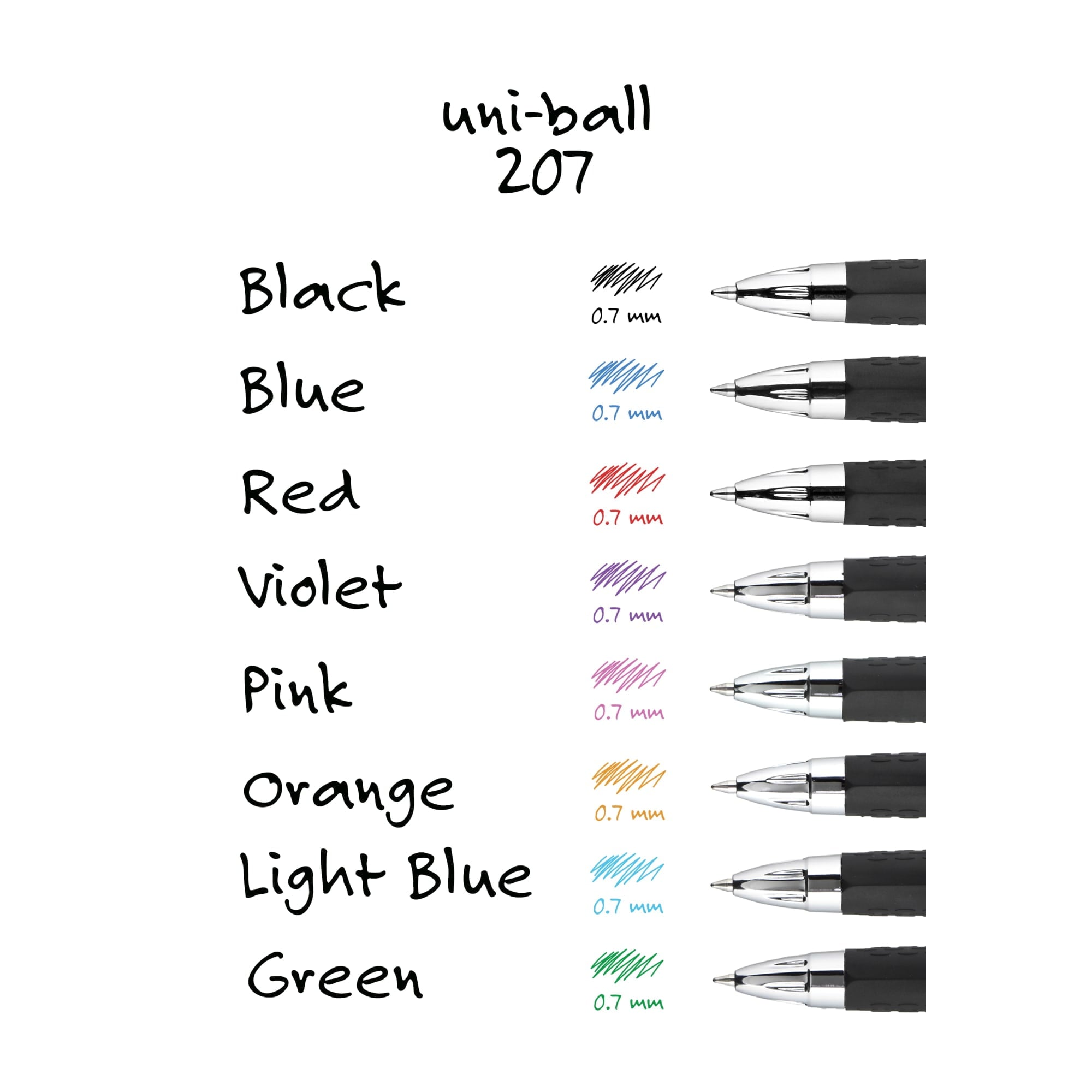 Uniball 207 Retractable Gel Pens, Medium Point (0.7mm), Red Ink, 12 Count