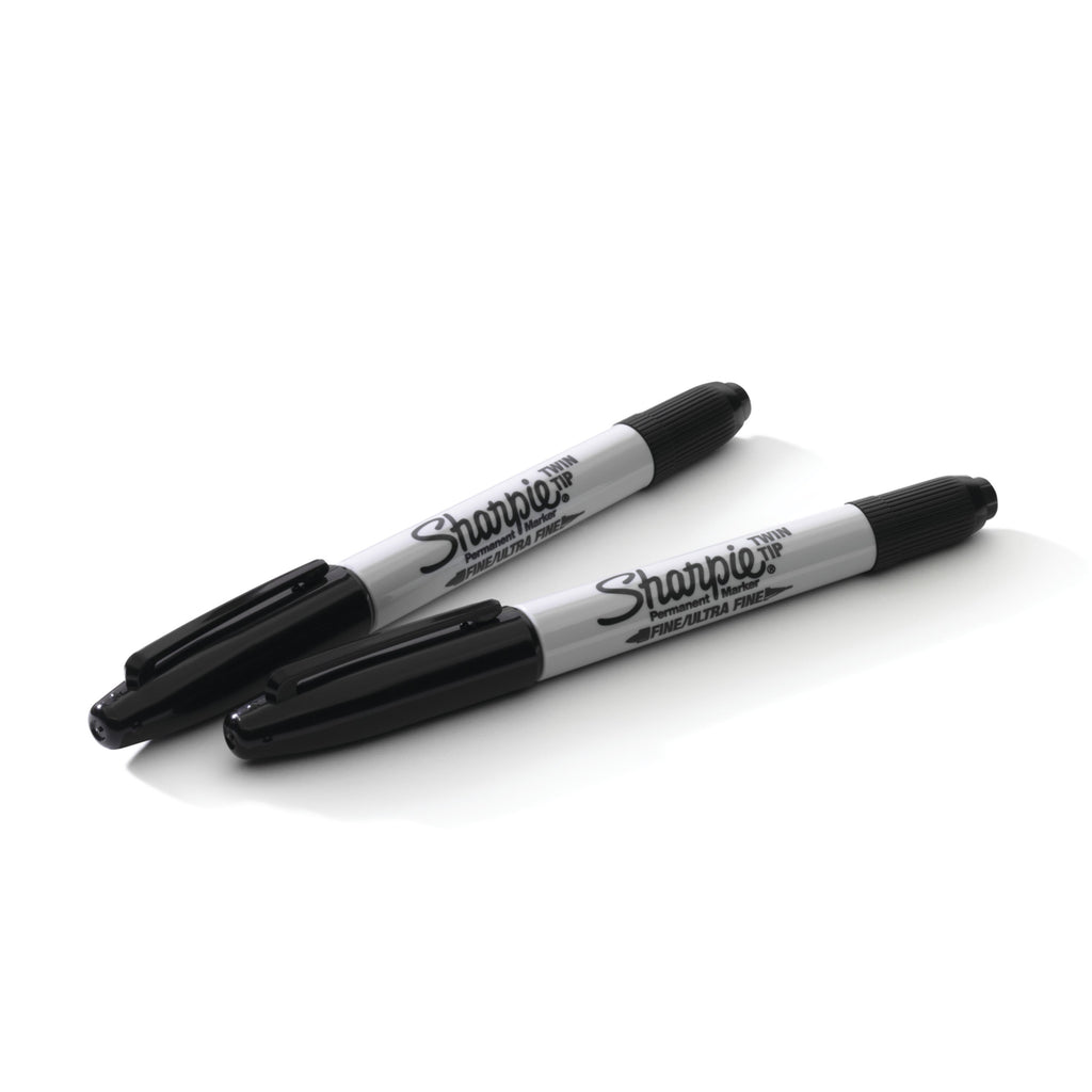 Sharpie Twin Tip Permanent Markers, Fine and Ultra Fine, Black, 12 Count