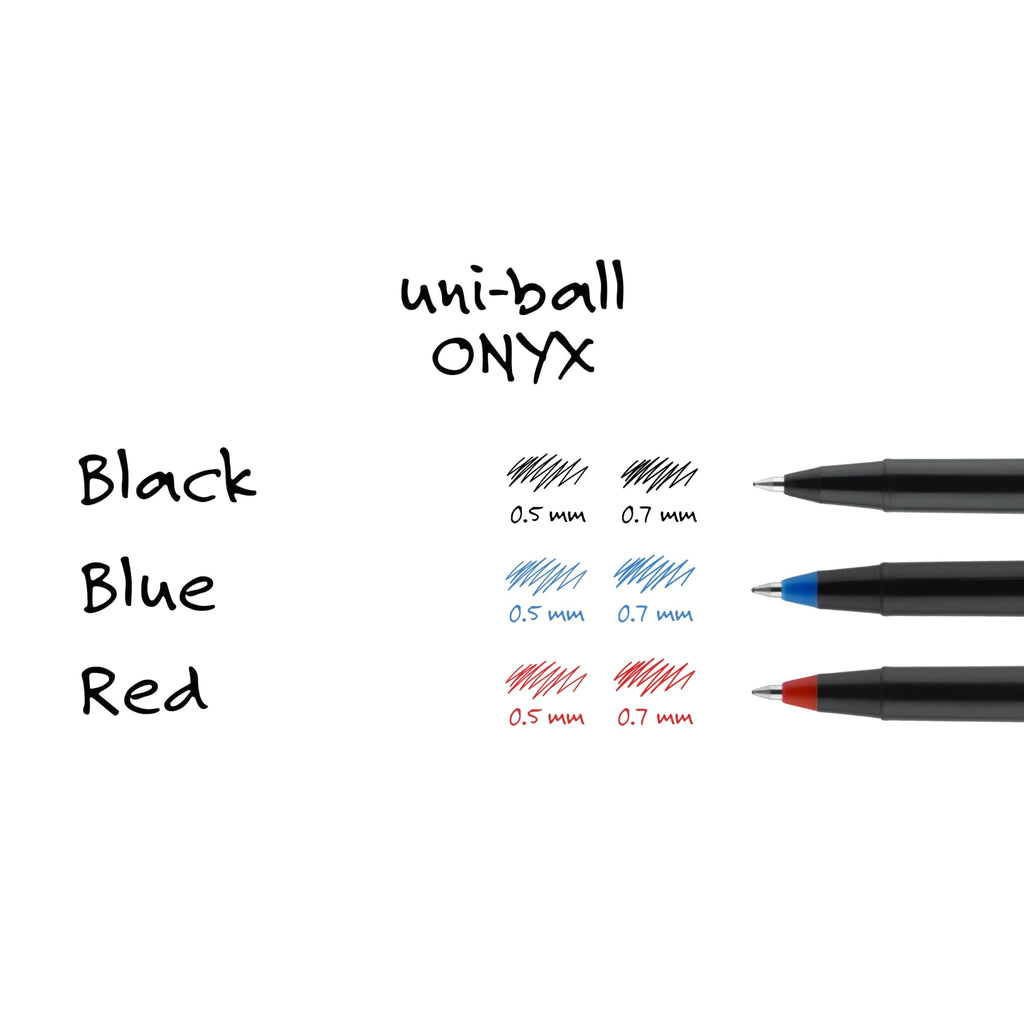 Uniball ONYX Rollerball Pens, Micro Point (0.5mm), Black Ink, 12 Count
