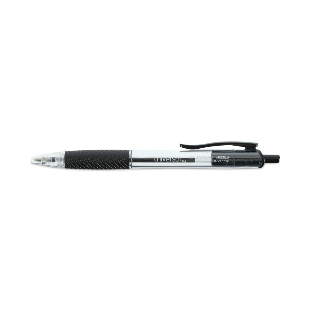 Universal UNV15530 1 mm Comfort Grip Retractable Ballpoint Pens - Medium, Black (1 Dozen)
