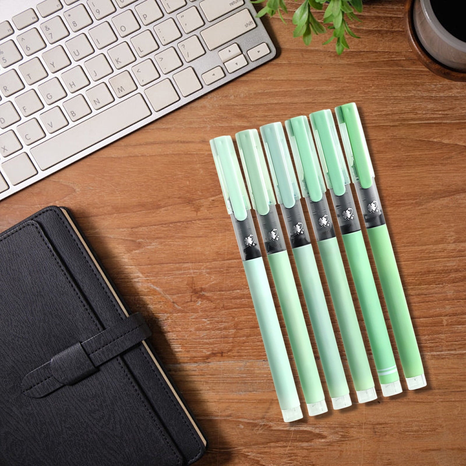 WKSCLPAI Gel Ink Pen with Direct Liquid Filling 6 Pcs High Capacity Ink Pen 0.5mm Anti-fall Bullet-Shaped Nib Smooth Writing for Journaling Office Exam Student Pen Business Signature Green