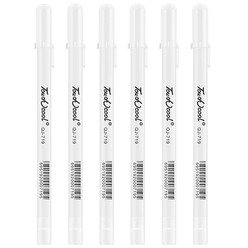 Holloyiver White Gel Pens, 0.8 mm Fine Pens Gel Ink Pens for Black Paper Drawing, Sketching, Illustration, Adult Coloring, Journaling, Set of 6ml