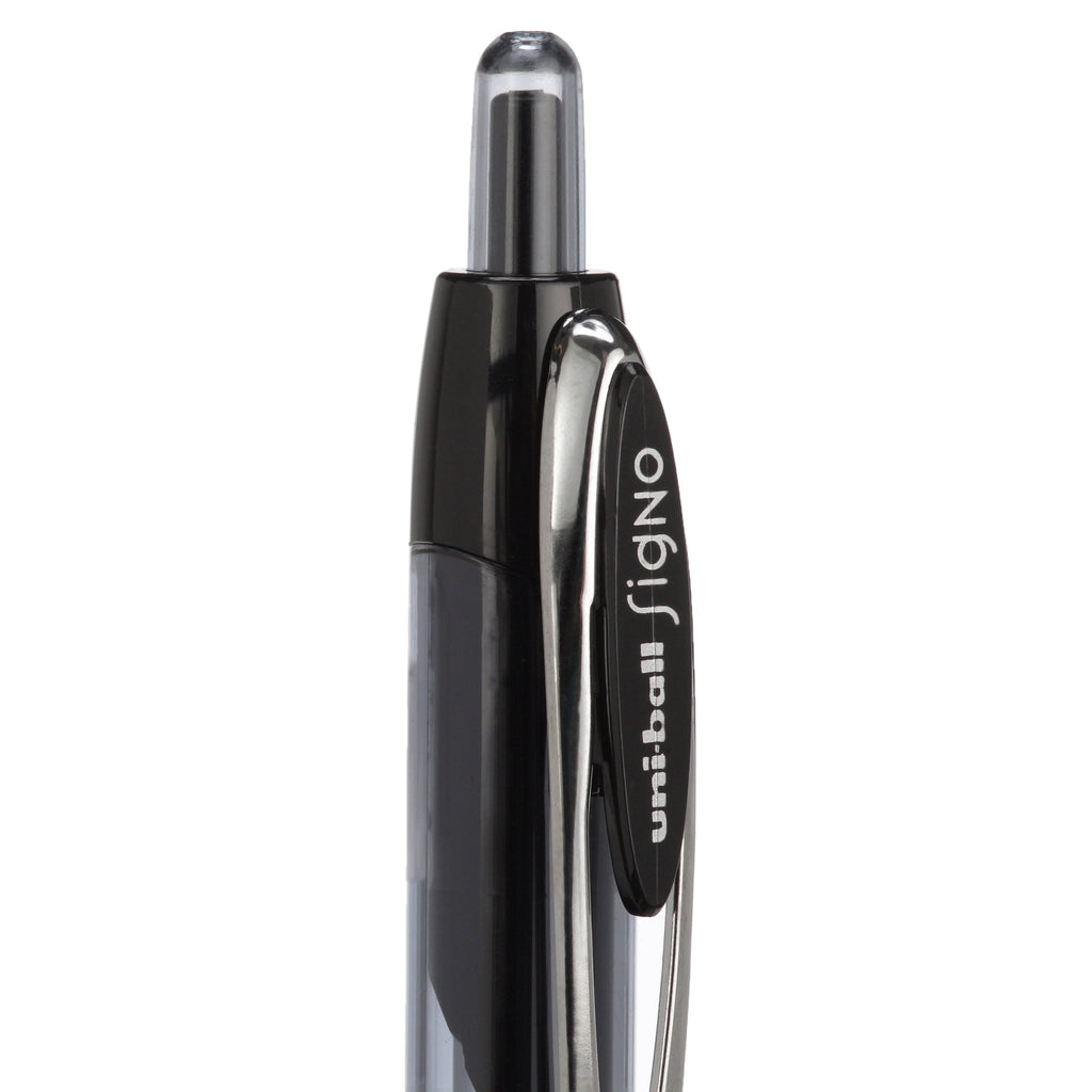uni-ball 207 Retractable Gel Pens, Medium Point, Black, Box of 12