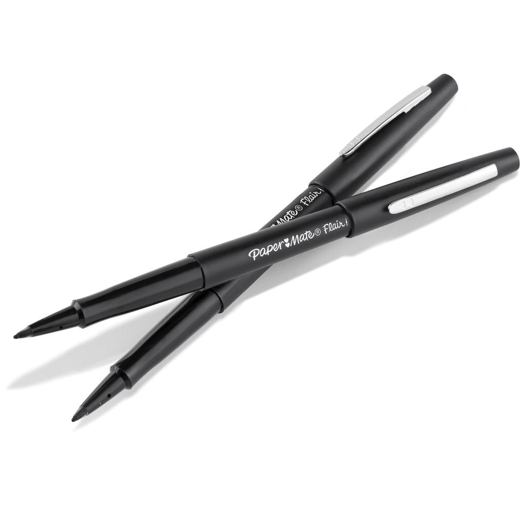 Paper Mate Flair Felt Tip Pen, .7mm, Black, 2/Pkg.