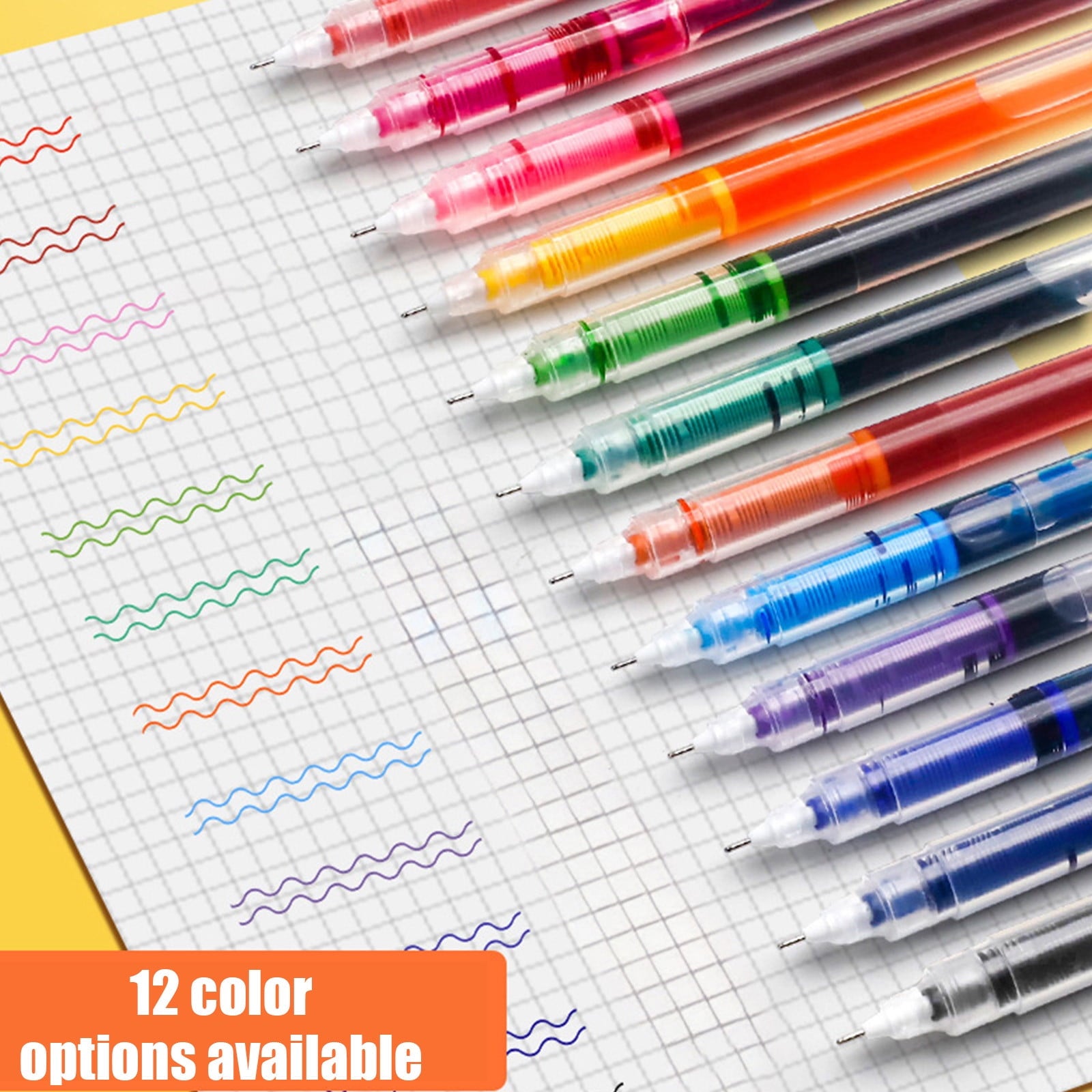 WKSCLPAI 12 Pcs Multicolor Gel Pens,0.5mm Fine Point Ink Pens,Premium Fast Drying Liquid Ink Pens,12 Colors Available,Built-in Precision Ink Output Regulator for Smoothly Write