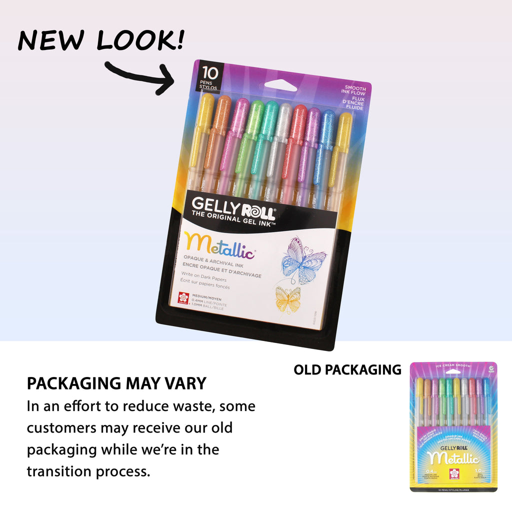 Sakura Gelly Roll Pen Set, 10 Metallic Colored Gel Pens