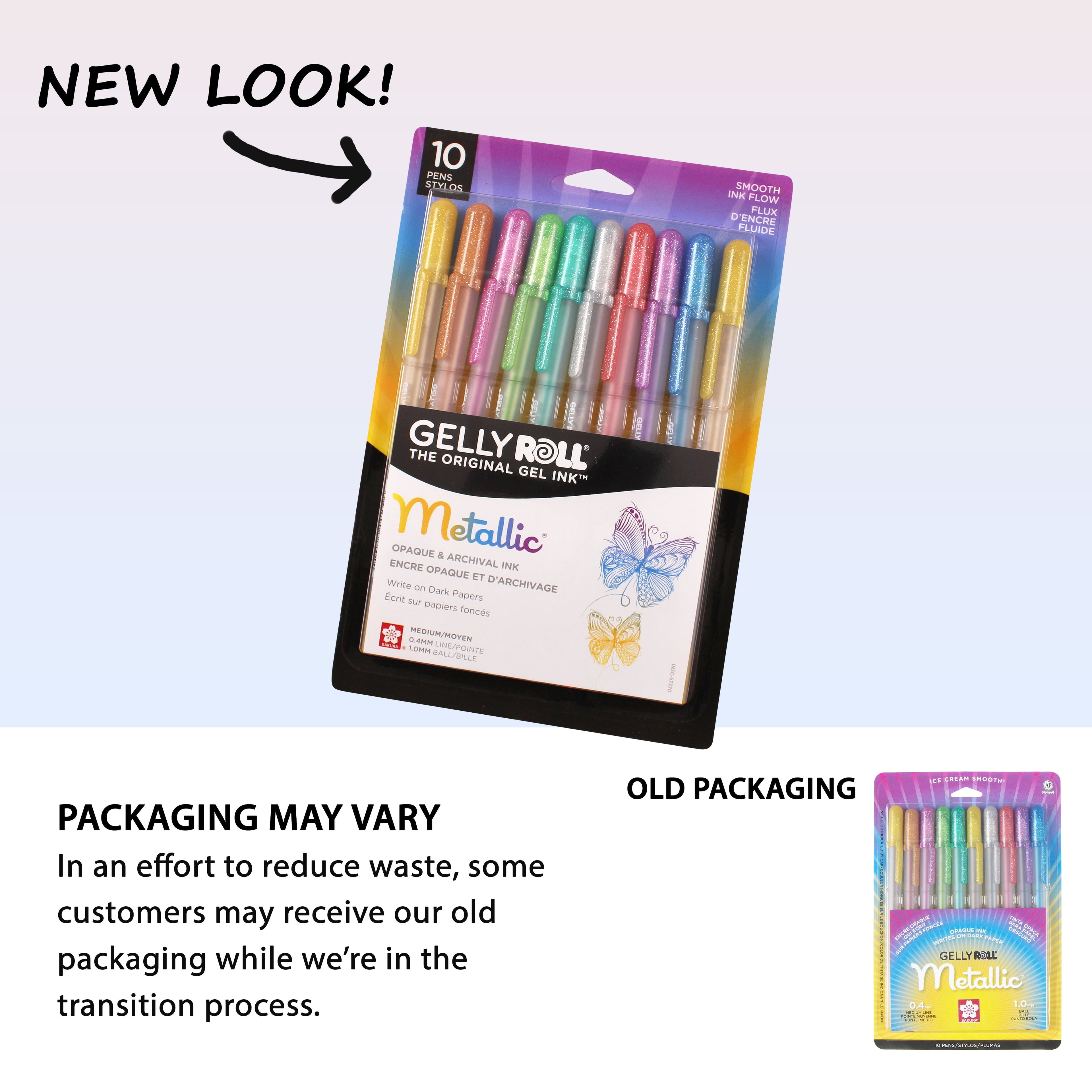 Sakura Gelly Roll Pen Set, 10 Metallic Colored Gel Pens