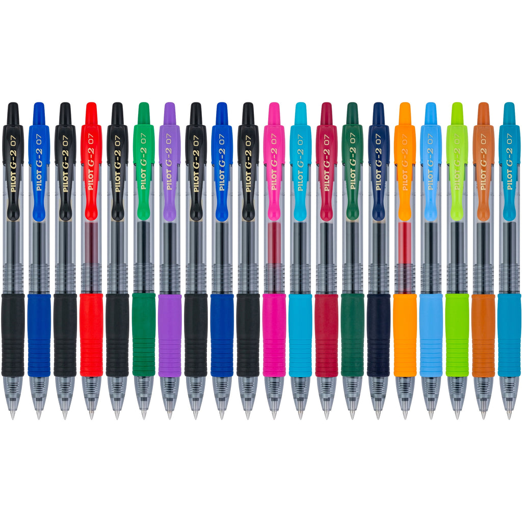 Pilot G2 Retractable Gel Pen, Fine Point (0.7 mm), Assorted Ink, 20 Count
