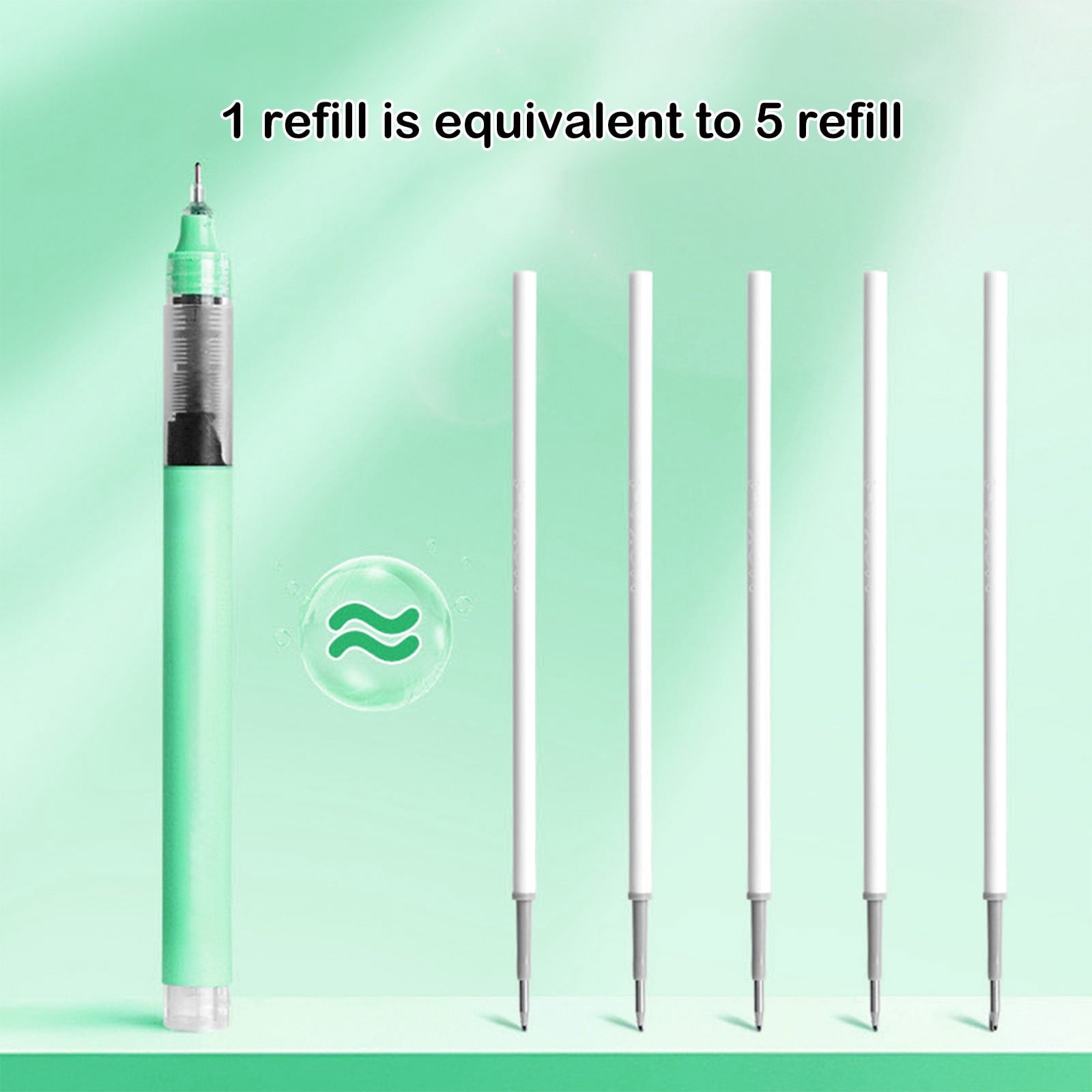 WKSCLPAI Gel Ink Pen with Direct Liquid Filling 6 Pcs High Capacity Ink Pen 0.5mm Anti-fall Bullet-Shaped Nib Smooth Writing for Journaling Office Exam Student Pen Business Signature Green