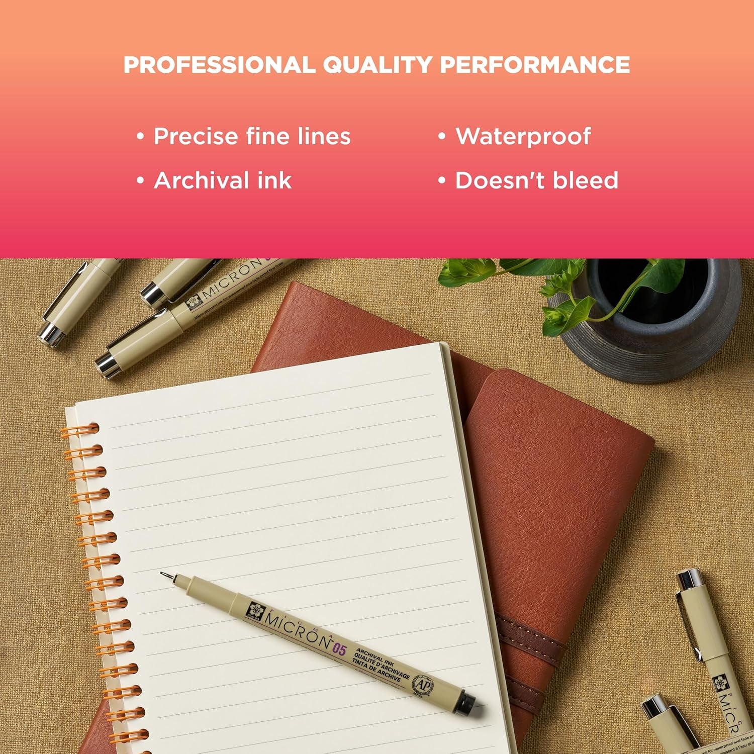 Sakura Pigma Micron Fine Liner Pens - Archival Black Ink Pens for Writing, Drawing, or Journaling - Assorted Point Sizes - 6 Pack