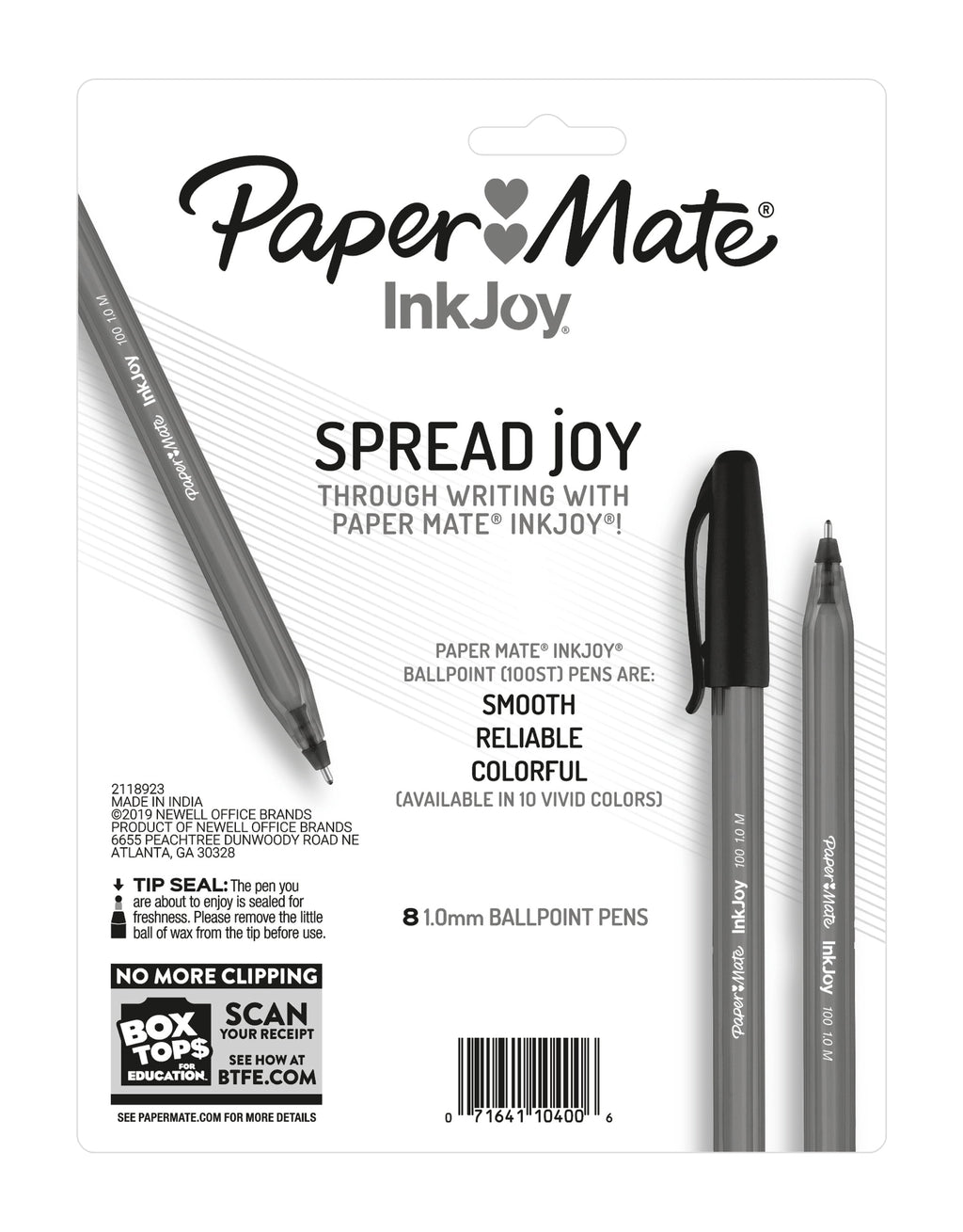 Paper Mate InkJoy 100ST Ballpoint Pens, Medium Point, Assorted, 8 Pack