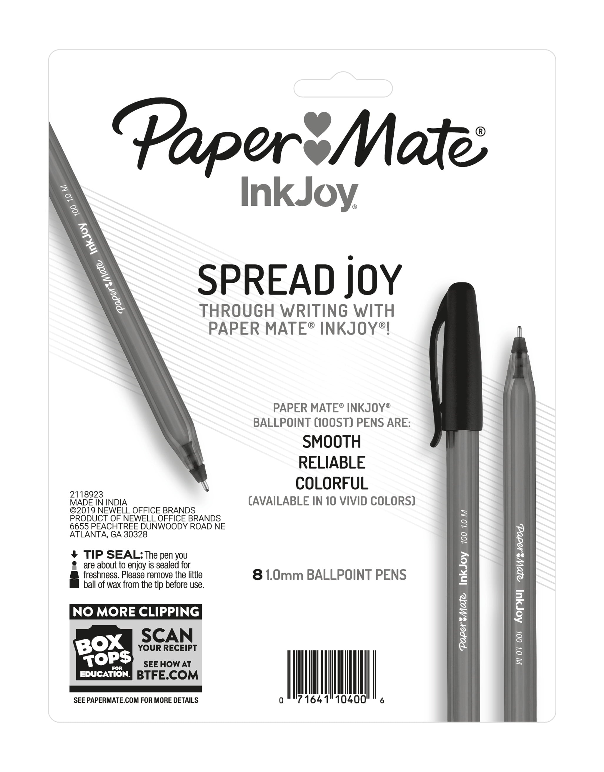 Paper Mate InkJoy 100ST Ballpoint Pens, Medium Point, Assorted, 8 Pack