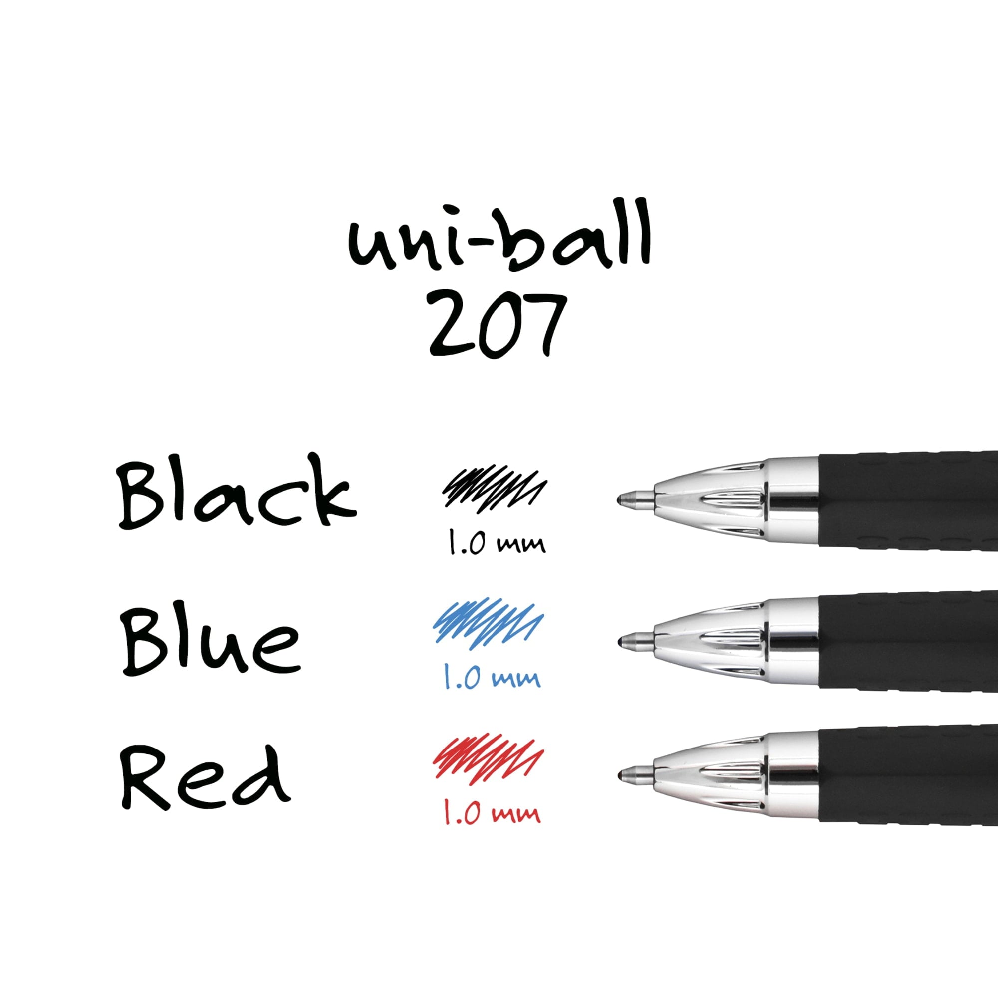 Uniball 207 Retractable Gel Pens, Bold Point (1.0mm), Black Ink Gel Pens, 12 Count