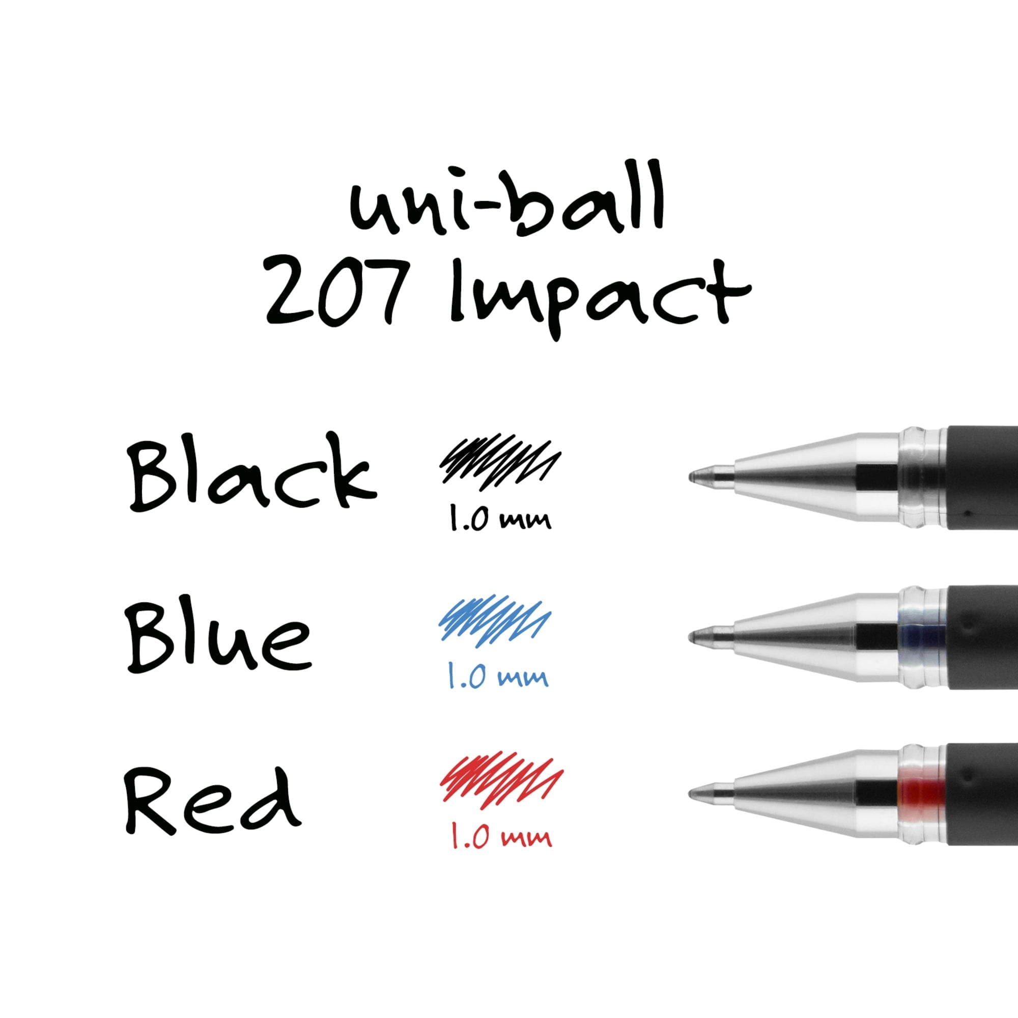 Uniball Signo 207 Impact Gel Pens, Bold Point (1.0mm), Blue Ink, 12 Count