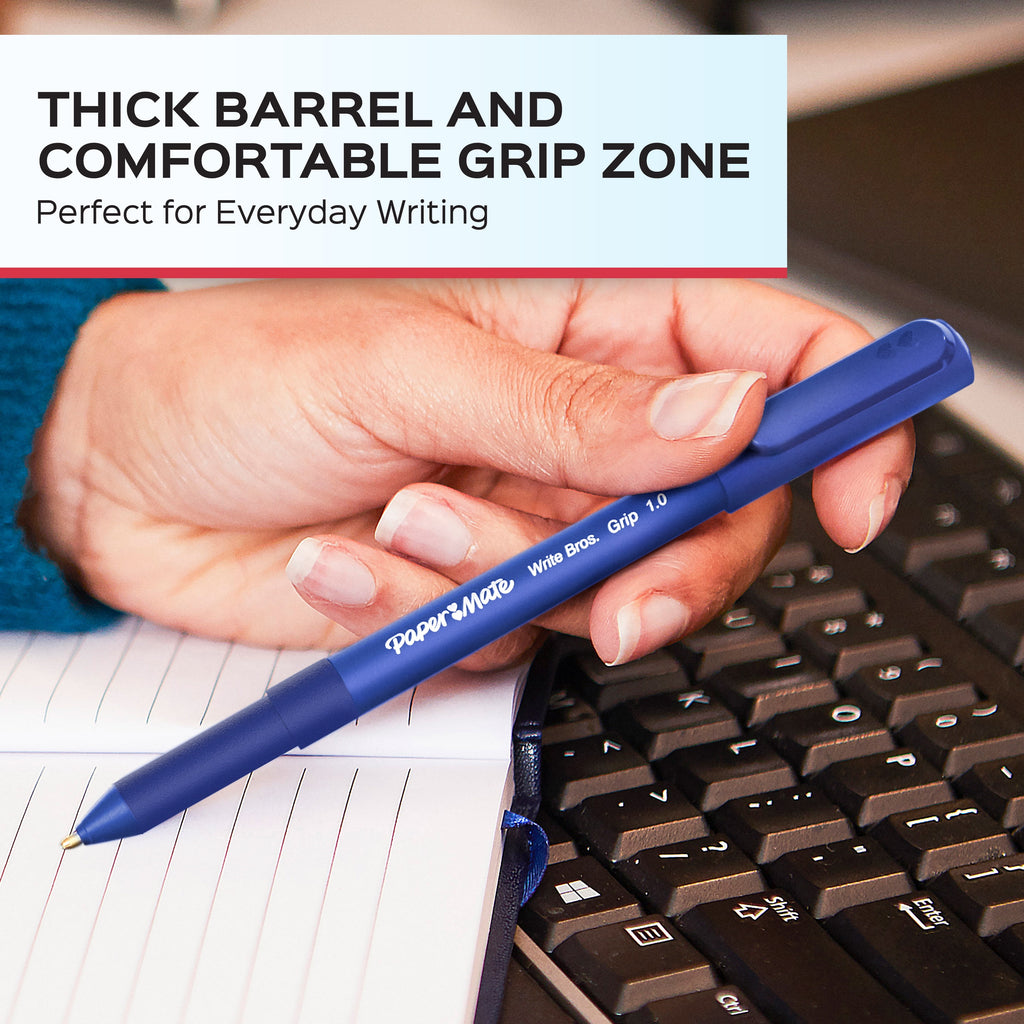 Paper Mate Ballpoint Pens, Write Bros. Grip Black Ink Pens, Medium Point (1.0 mm), 36 Count