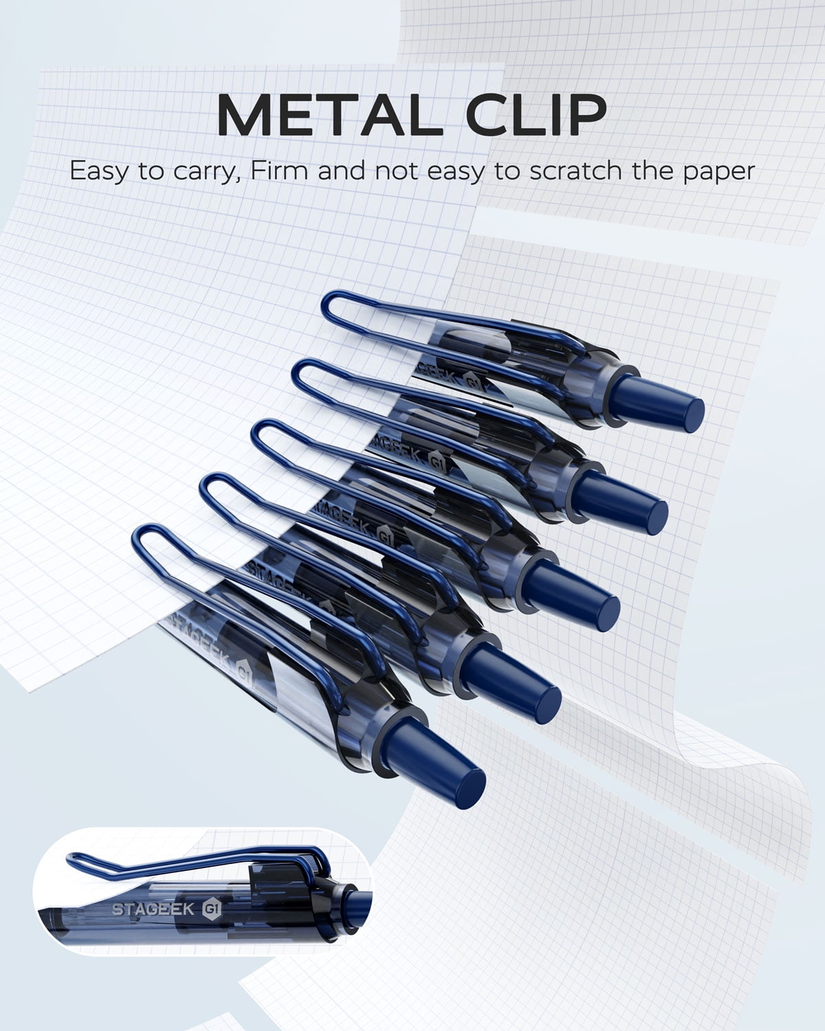 STAGEEK Blue Gel Pens, Quick Dry Blue Ink Pens, 0.5mm Fine Point Retractable Smooth Writing Pens,12