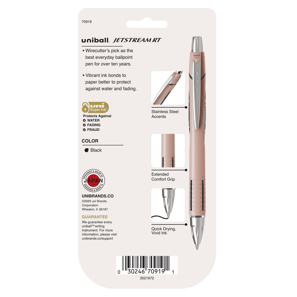 uniball Jetstream RT Ballpoint Pens, Fine Point (0.7mm), Black Ink, 4 count