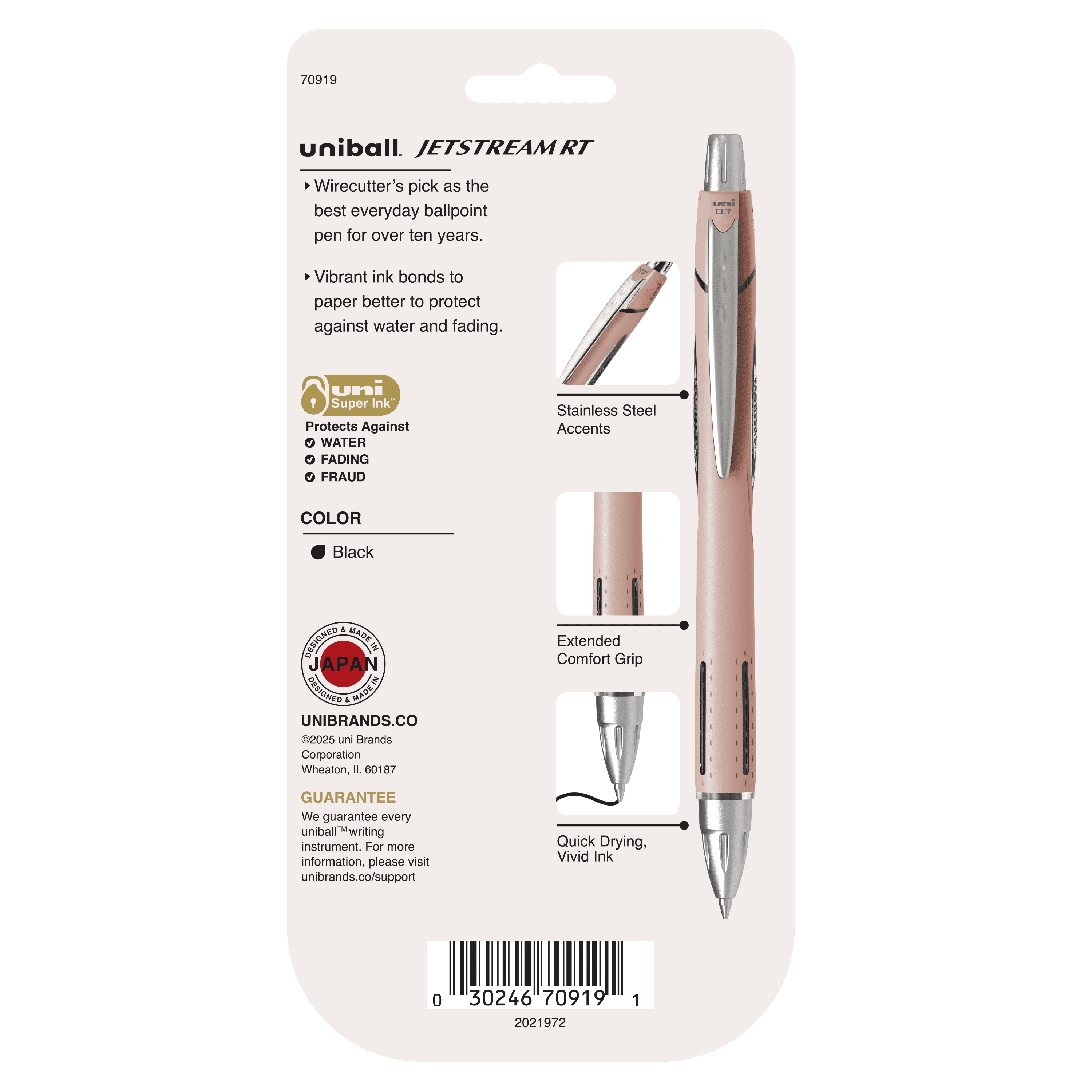 uniball Jetstream RT Ballpoint Pens, Fine Point (0.7mm), Black Ink, 4 count