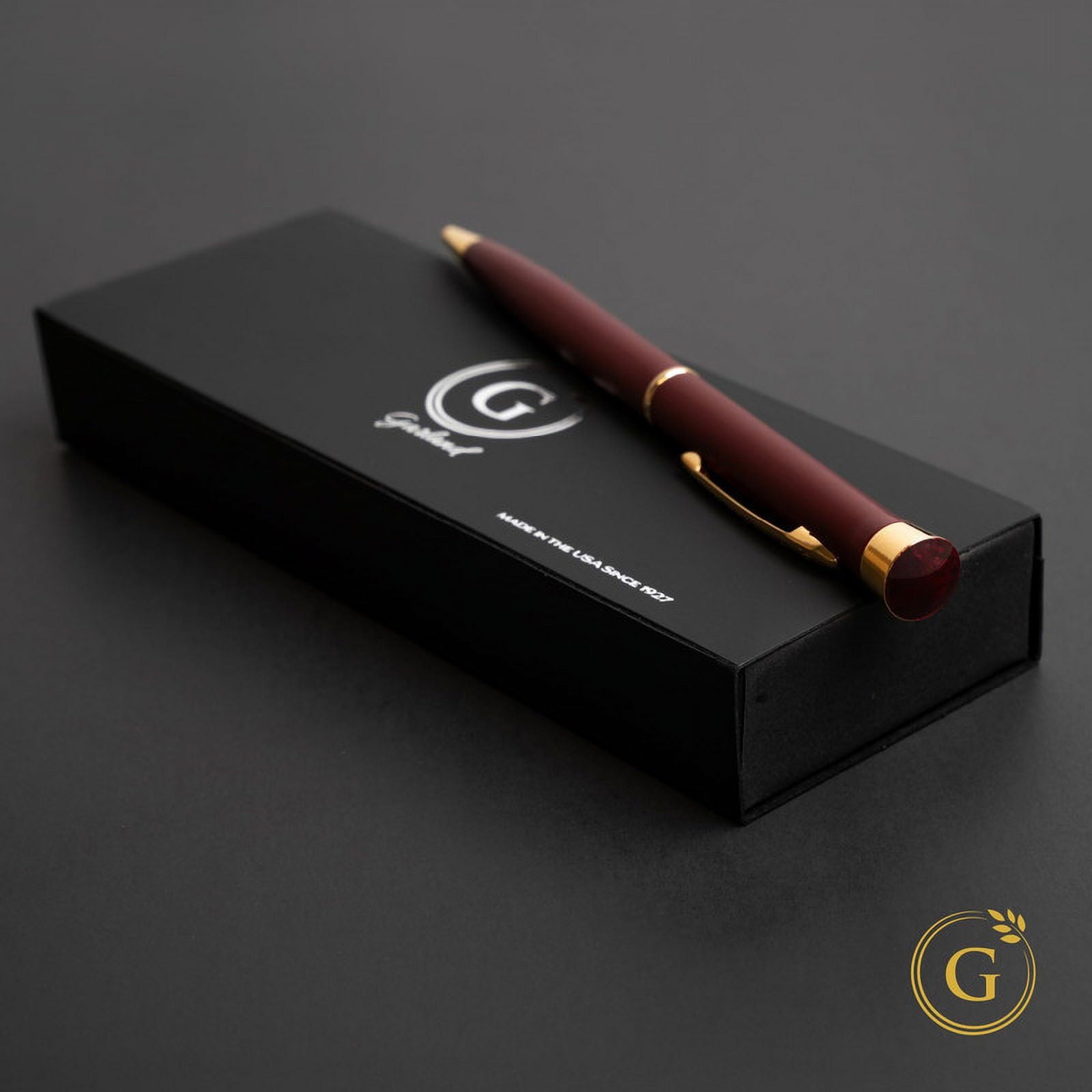 Garland Metal Slim Pen, Made in USA, Fine Gloss Finish with 24k Gold Trim For Executive Desk, Graduation, Groomsmen Gifts, Professional Men & Women, Keepsake Gift Box, Refillable- Red/Gold