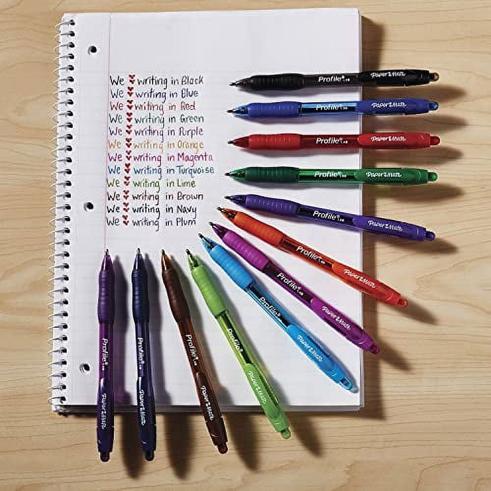 Paper Mate Profile Retractable Ballpoint Pens, Bold Point (1.4mm), Assorted, 12 Count