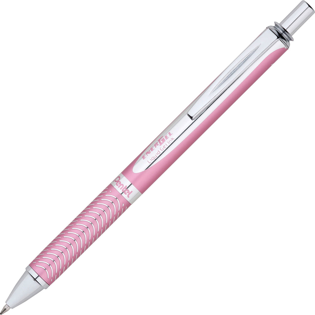 Pentel PINK BCA EnerGel Alloy Gel Pen, 0.7mm Medium Tip, Black Ink