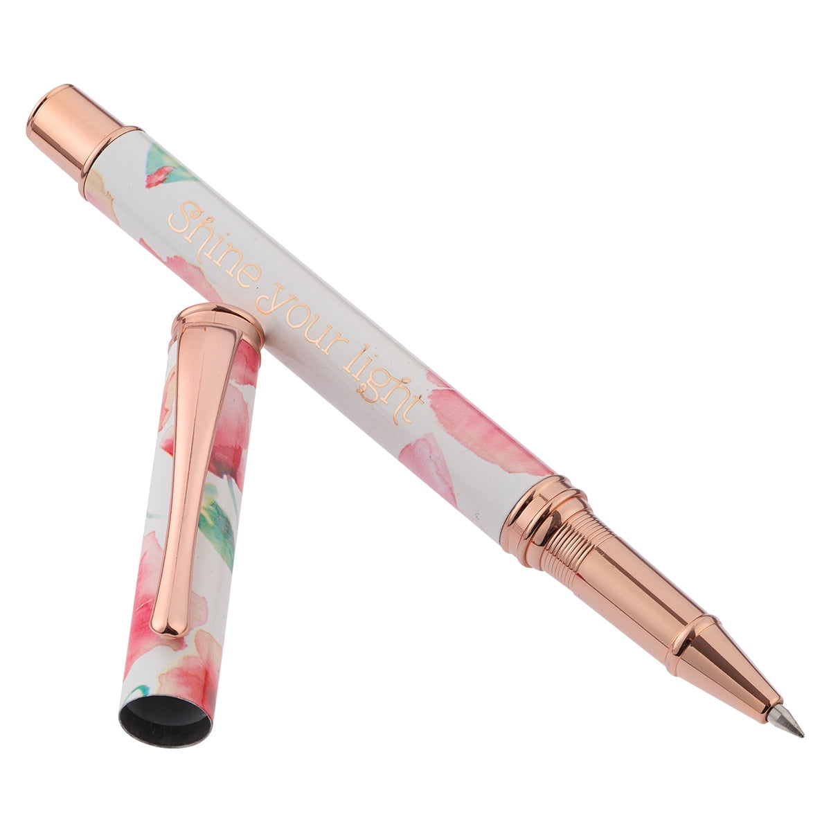 Heartfelt Ballpoint Pen Floral Coral Poppies Shine Your Light, Gel Ink Black, .5mm Fine (General merchandise)