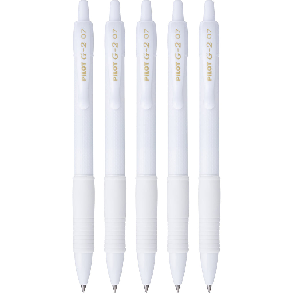Pilot G2 Premium Retractable Gel Ink Pens, Fine Point, Black Ink, Edge White 5 Count