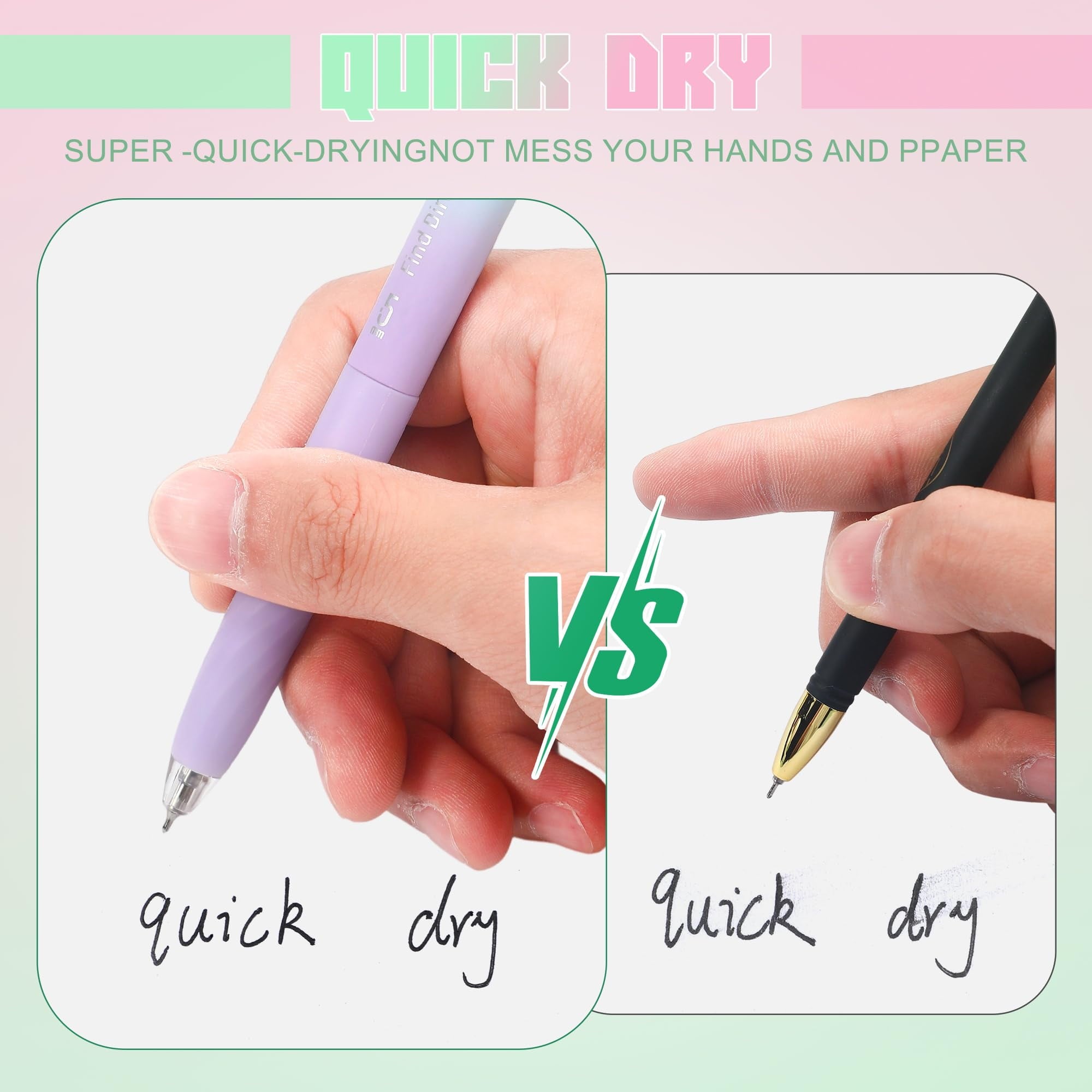 Zimeng 4 Pcs Gel Pens,Retractable Fine Point Smooth Writing Pens with Compass 0.5mm Black Ink Pens,Gradient Color