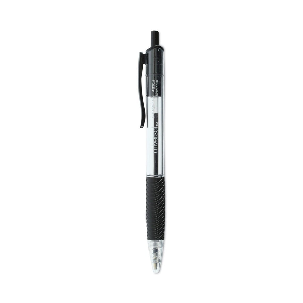 Universal UNV15530 1 mm Comfort Grip Retractable Ballpoint Pens - Medium, Black (1 Dozen)
