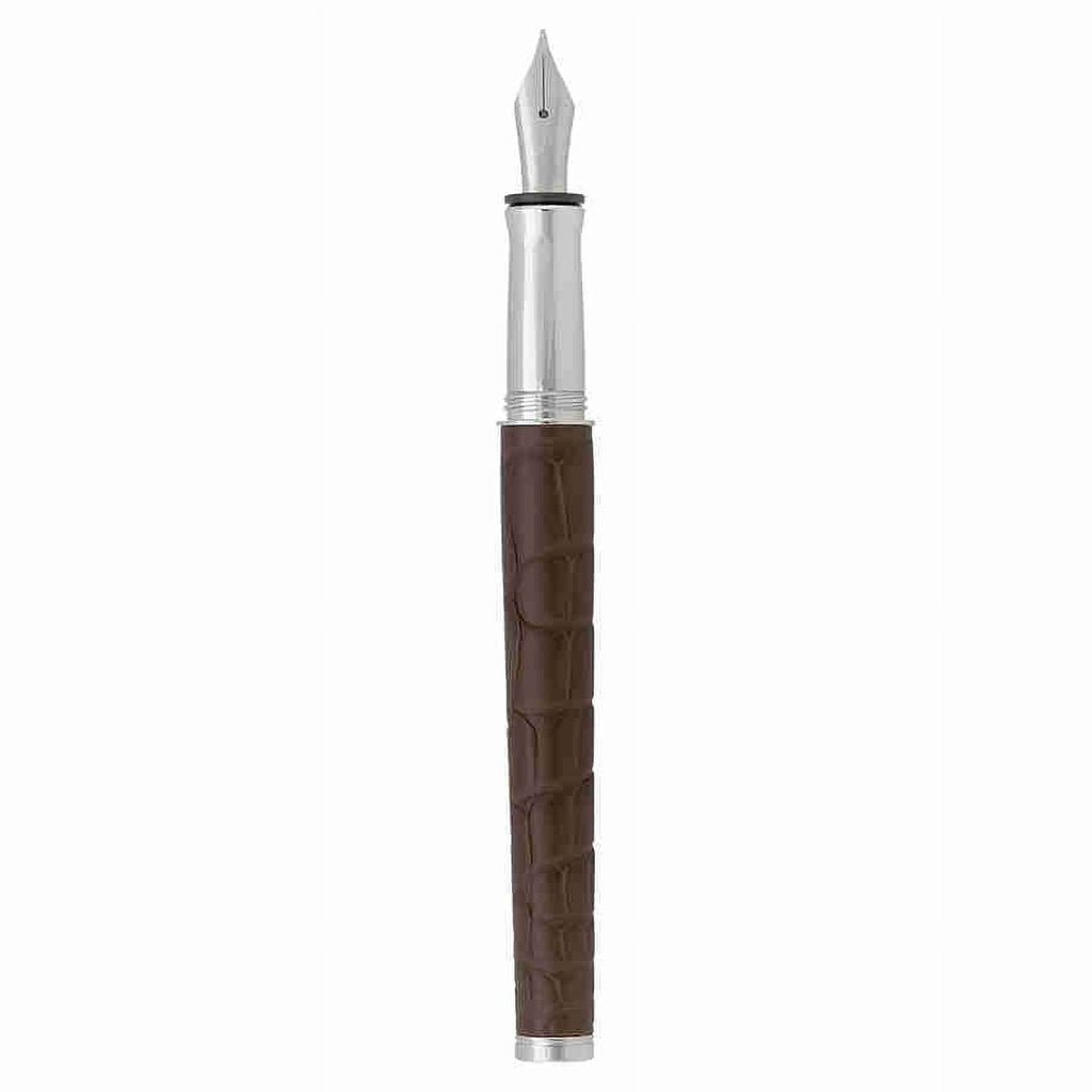 Georg Jensen Bespoke All Brown Alligator & Sterling Silver Fountain Pen