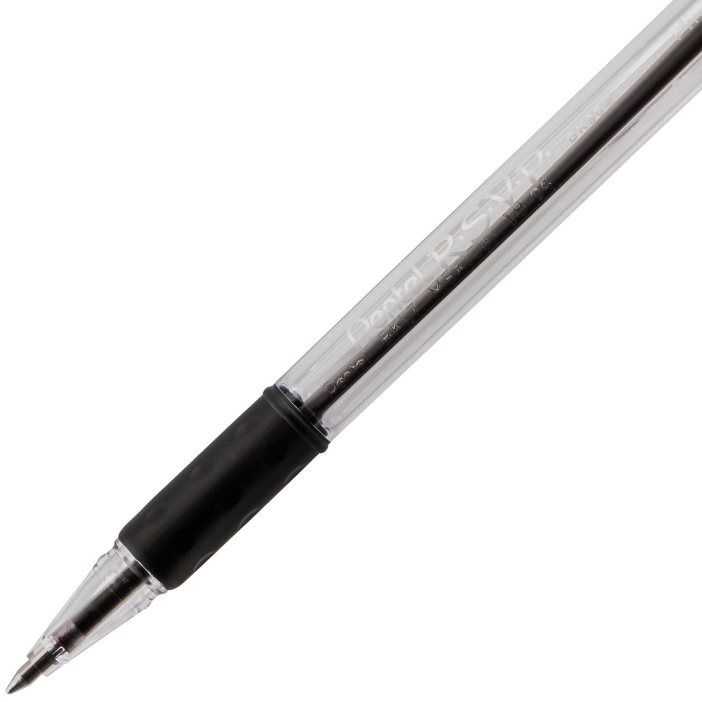 Pentel R.S.V.P. Ballpoint Pen, Fine Line, Black Ink, 2 Pens Per Pack