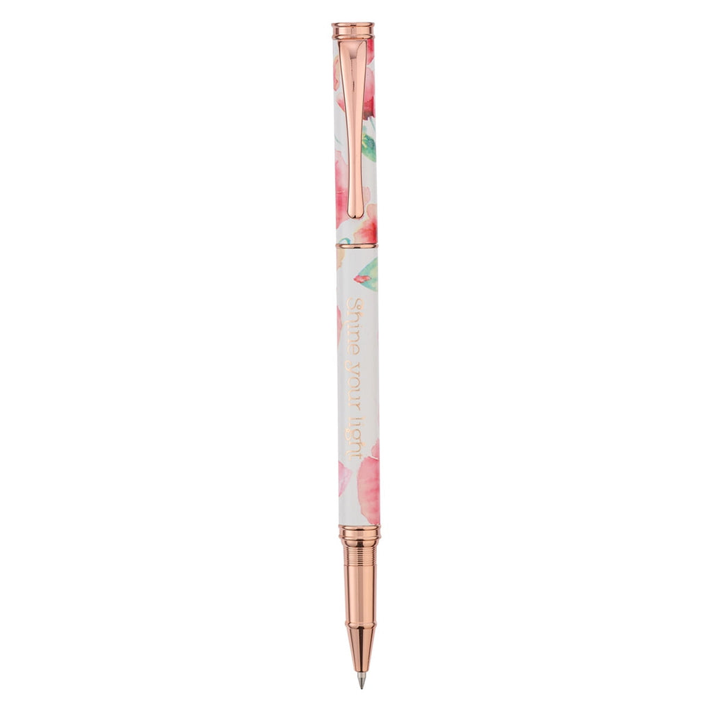 Heartfelt Ballpoint Pen Floral Coral Poppies Shine Your Light, Gel Ink Black, .5mm Fine (General merchandise)