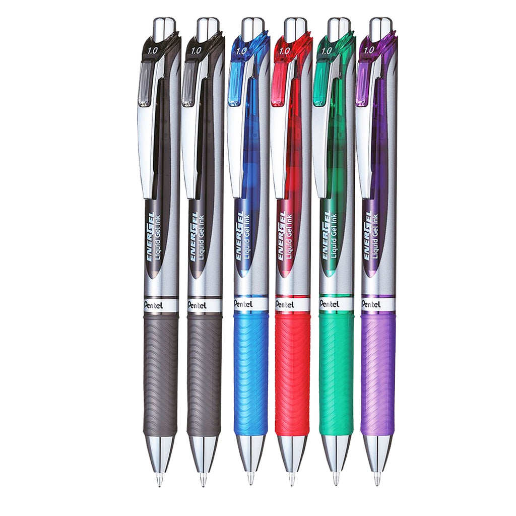 Pentel EnerGel BL80 - Retractable Liquid Gel Ink Pen - 1.0mm - 54% Recycled - Clam Pack Gift Set of 6