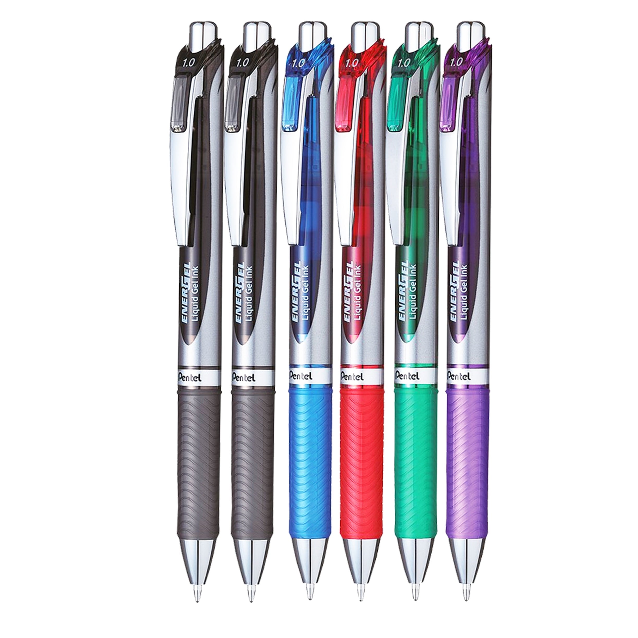 Pentel EnerGel BL80 - Retractable Liquid Gel Ink Pen - 1.0mm - 54% Recycled - Clam Pack Gift Set of 6