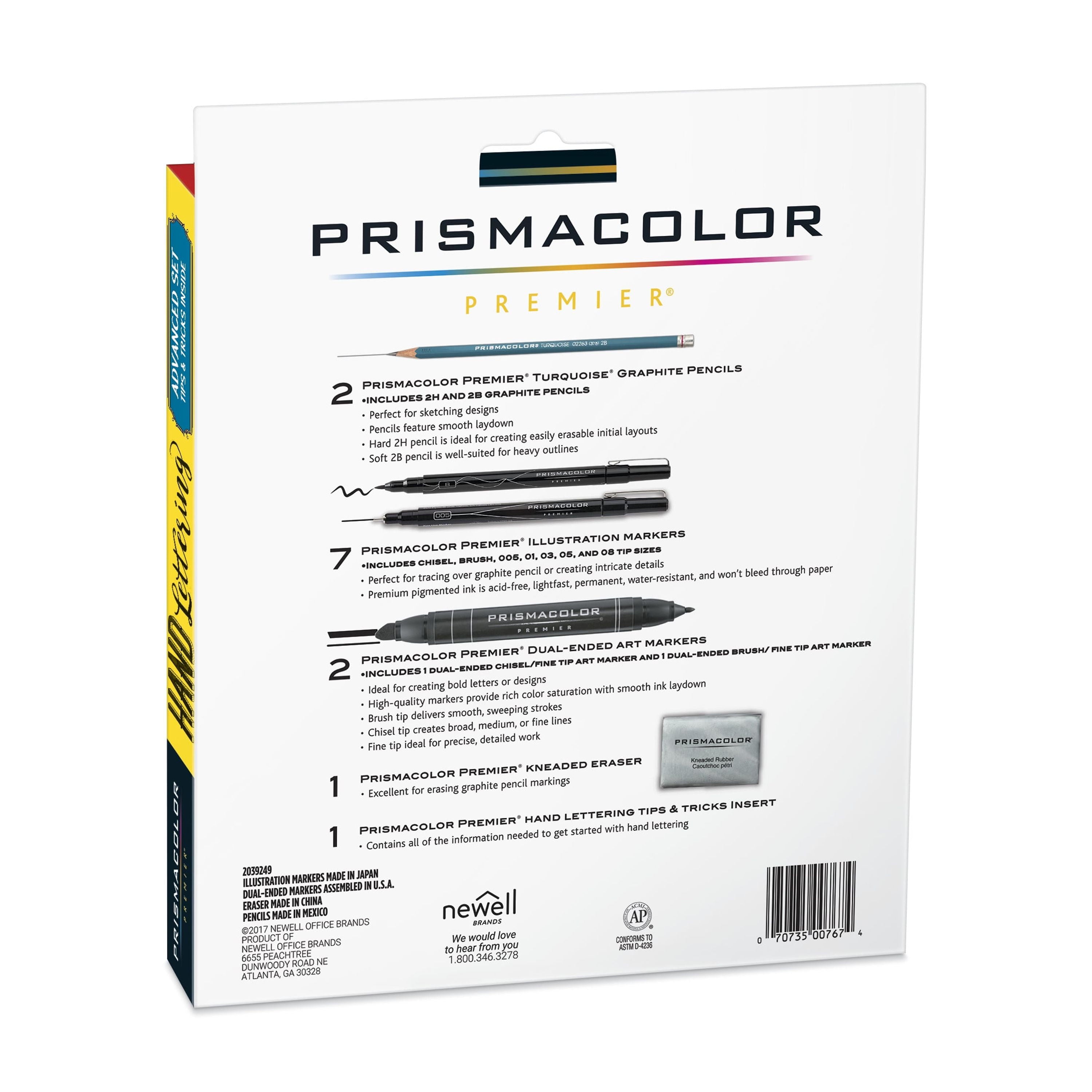 Prismacolor Premier Advanced Hand Lettering Set with Illustration Markers, Art Pens, Pencils, Eraser and Tips Pamphlet, 13 Count