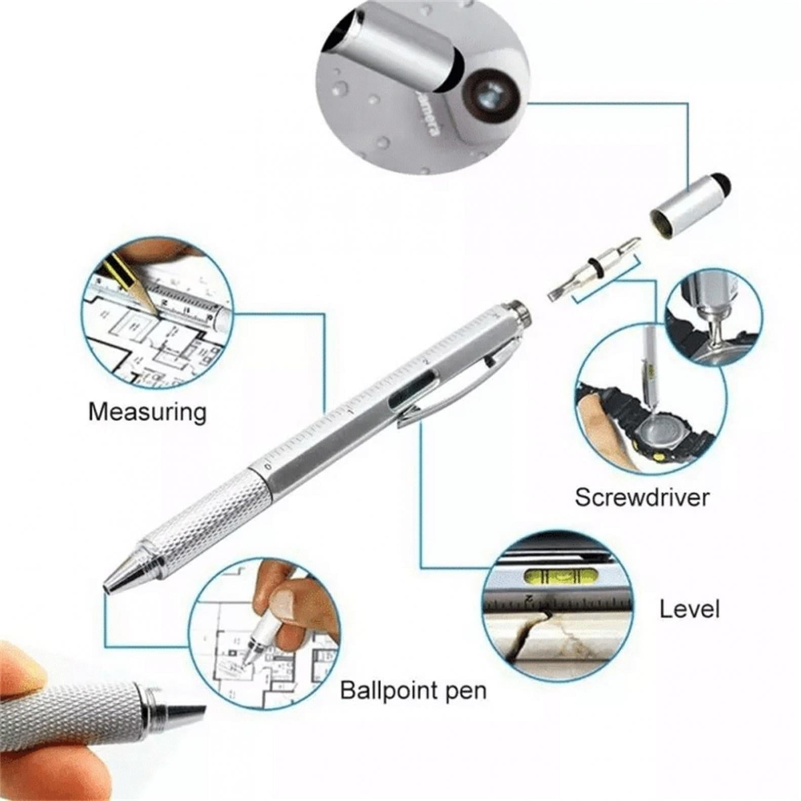 QISIWOLE 6 In 1 Multifunction Pen With Screwdriver Tool, Caliper, Level Scale, Measuring Function, 14.8cm/5.8inch Home, Office & Stationery Ball Point Pen
