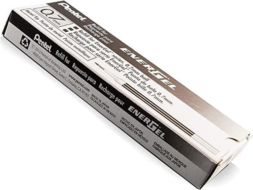 Pentel Refill Ink for EnerGel Liquid Gel Pen / 0.7mm Black Ink / Value Set of 10 Refills