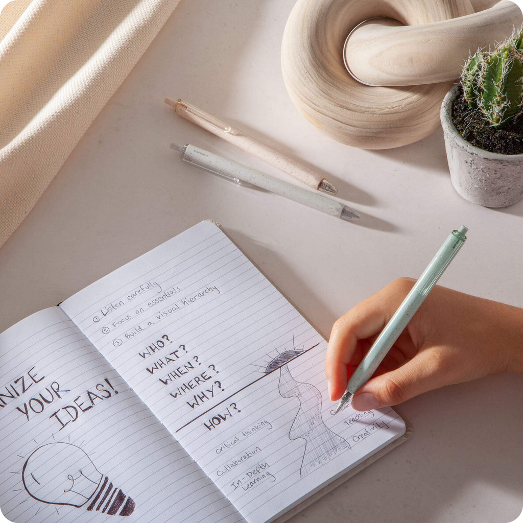 U Brands U-Eco Gel Click Pens with Refills, 8 Count, Medium (0.7 mm) Point, Black Ink